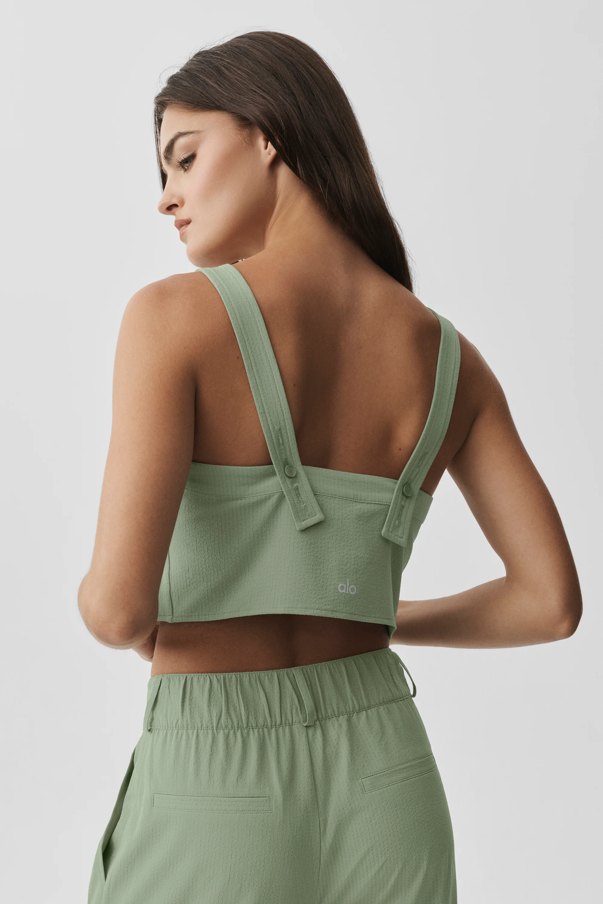 Cropped Dreamscape Tank in Dune Grass with Square Neckline