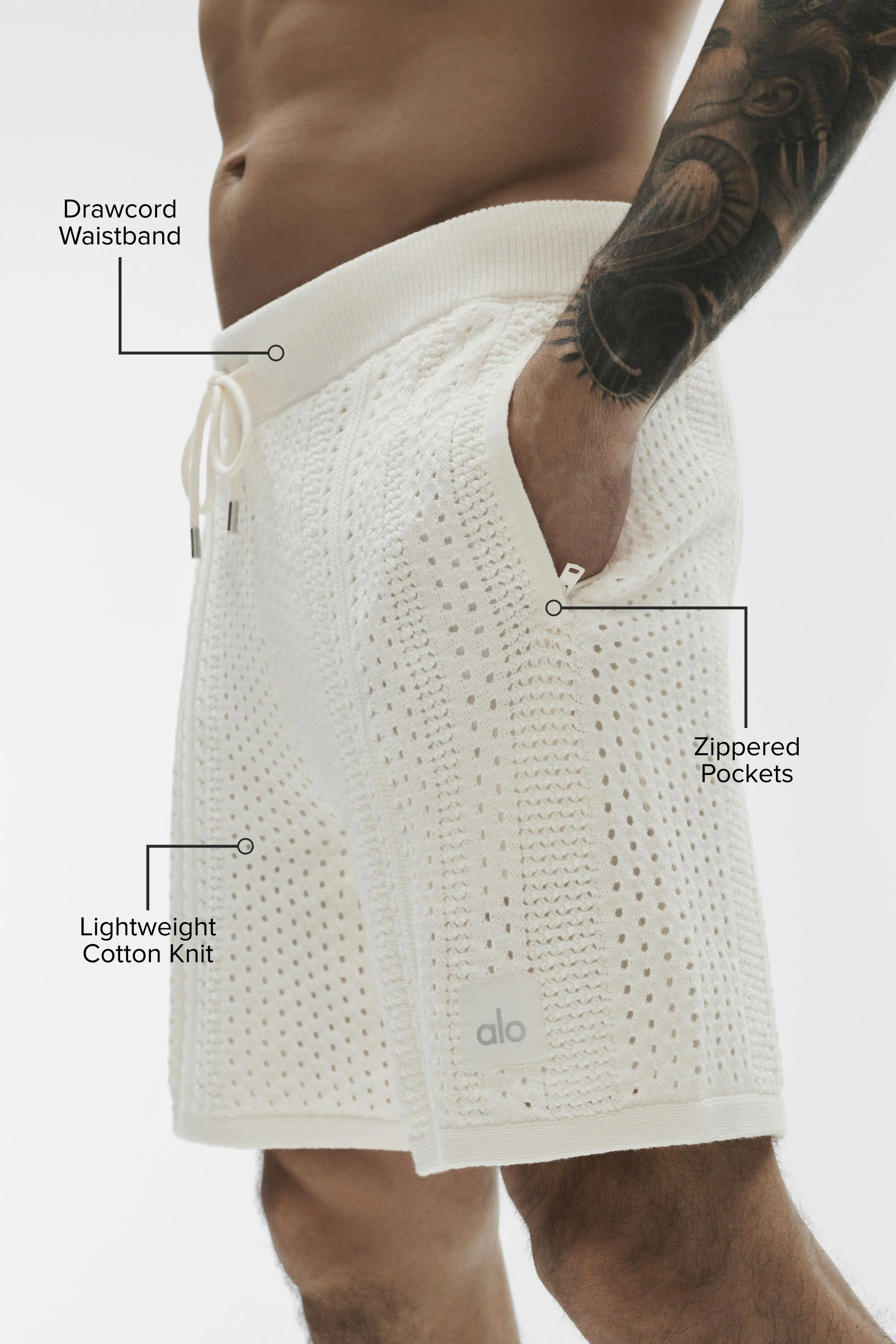 Alo Yoga Coastline Knit Short 7" i Ivory för män