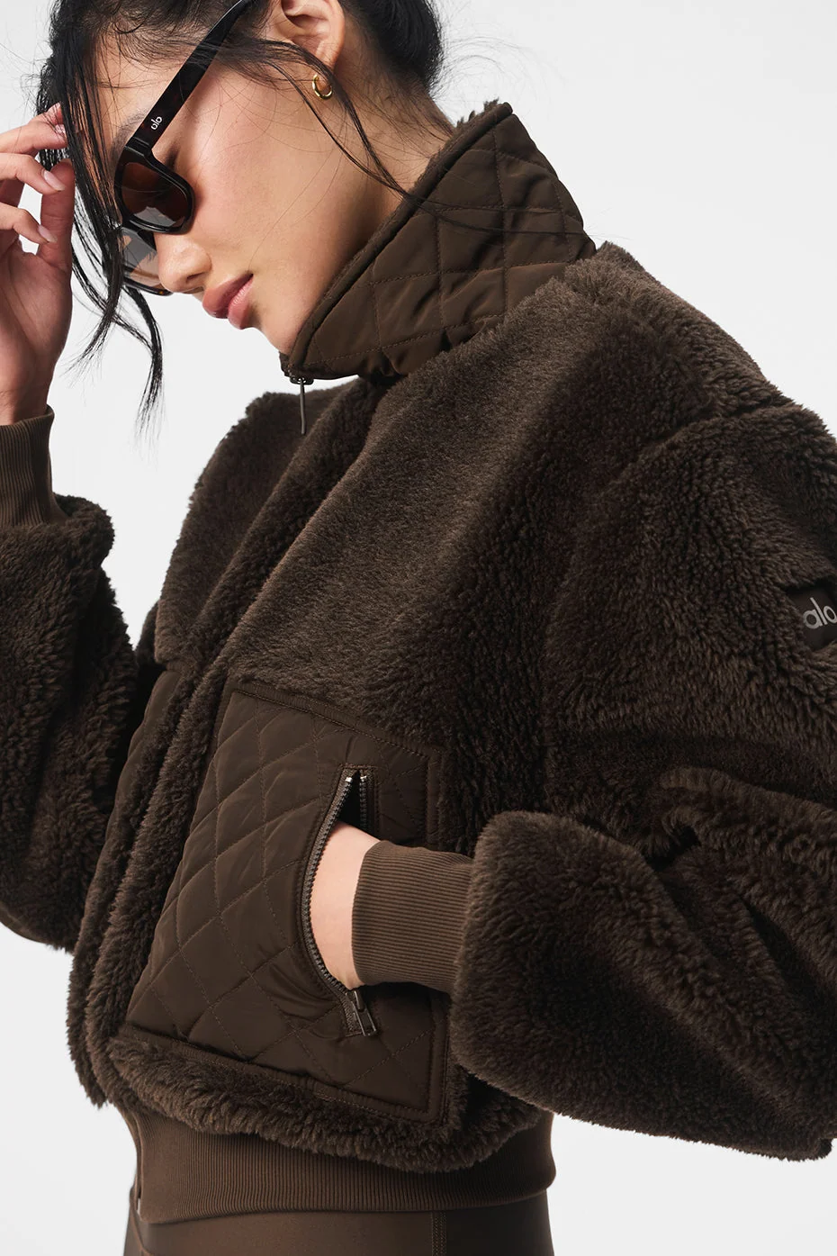 Jaqueta Bomber Sherpa Edge em Espresso