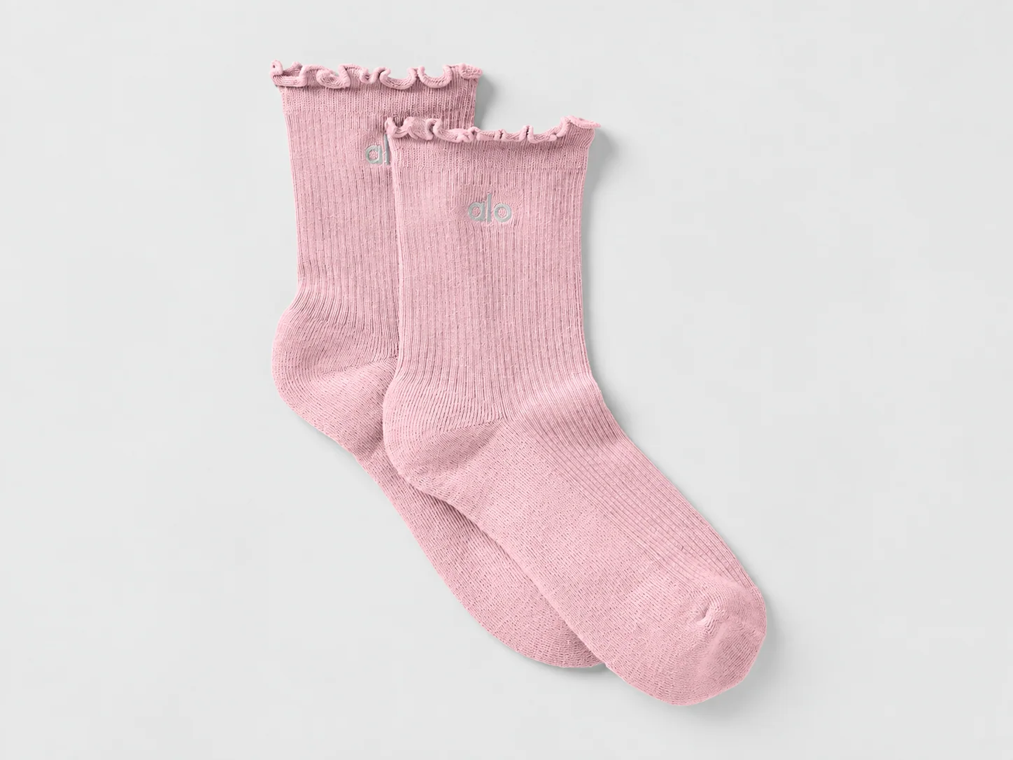 Women's Lettuce Edge Sock in Vintage Pink with Ruffled Stretch Fit