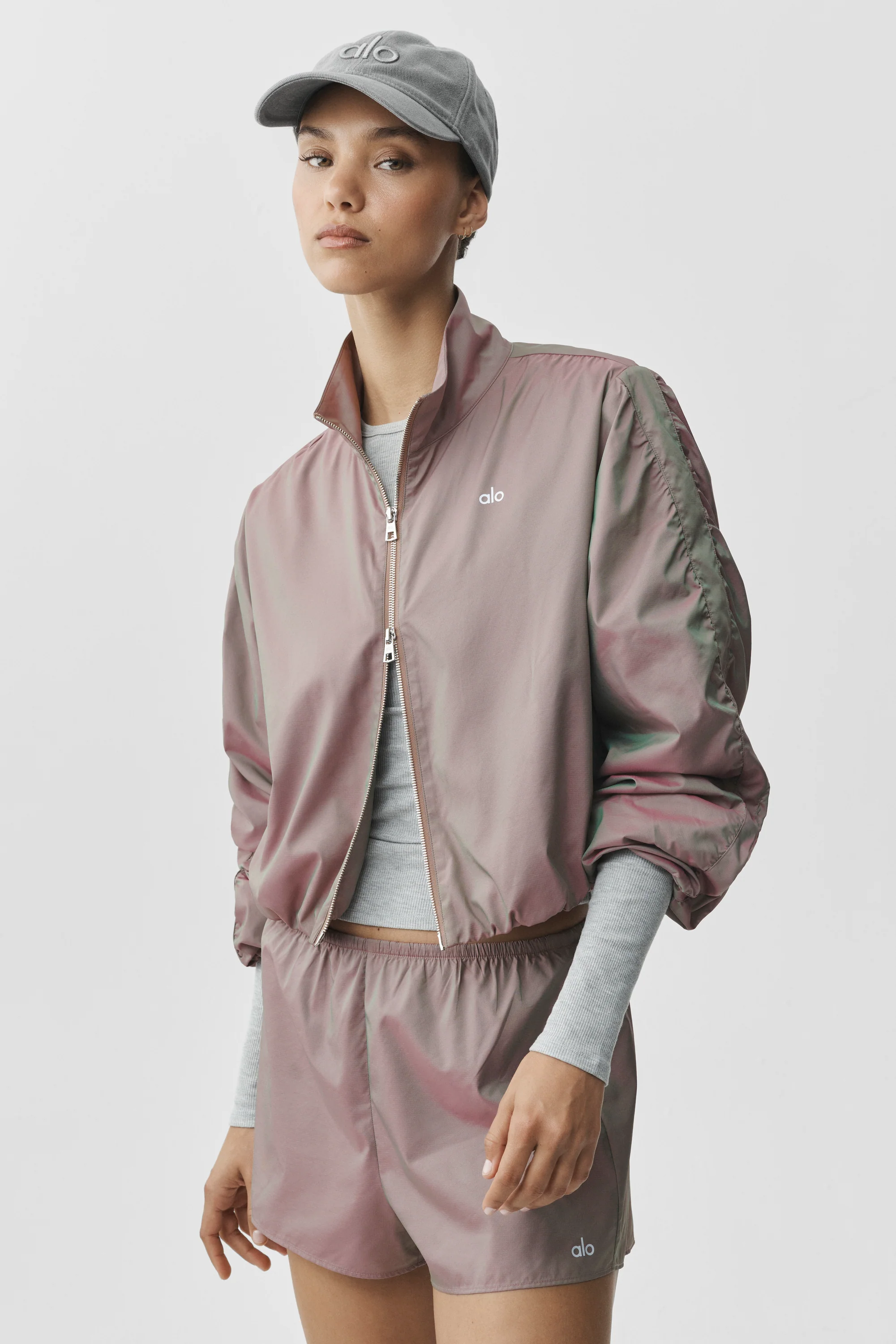Prismatic Jacket in Pink Moonlight, Relaxed Fit Women's Zip Jacket
