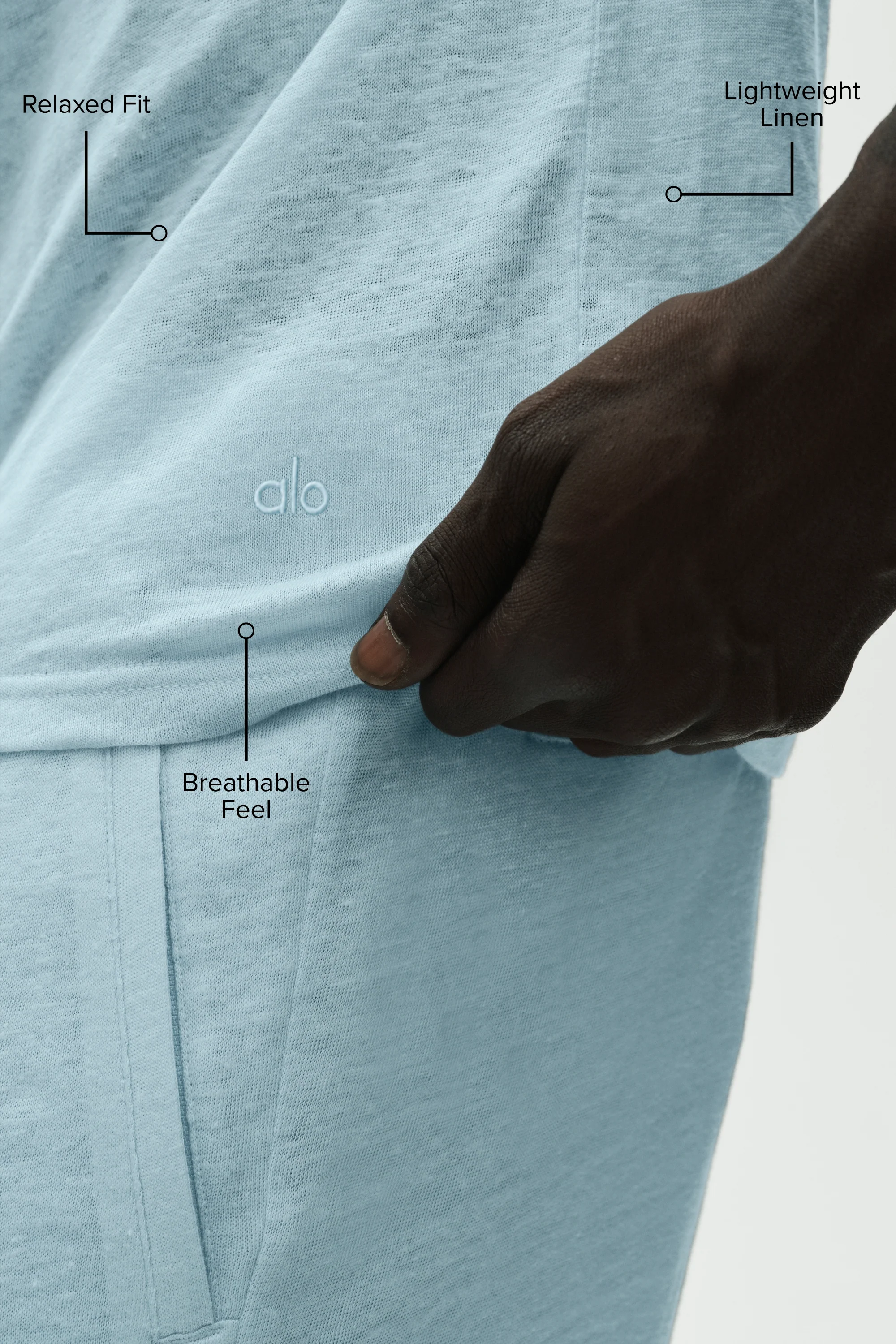 Linen Jersey Coastal Short Sleeve Tee in Seaside Blue