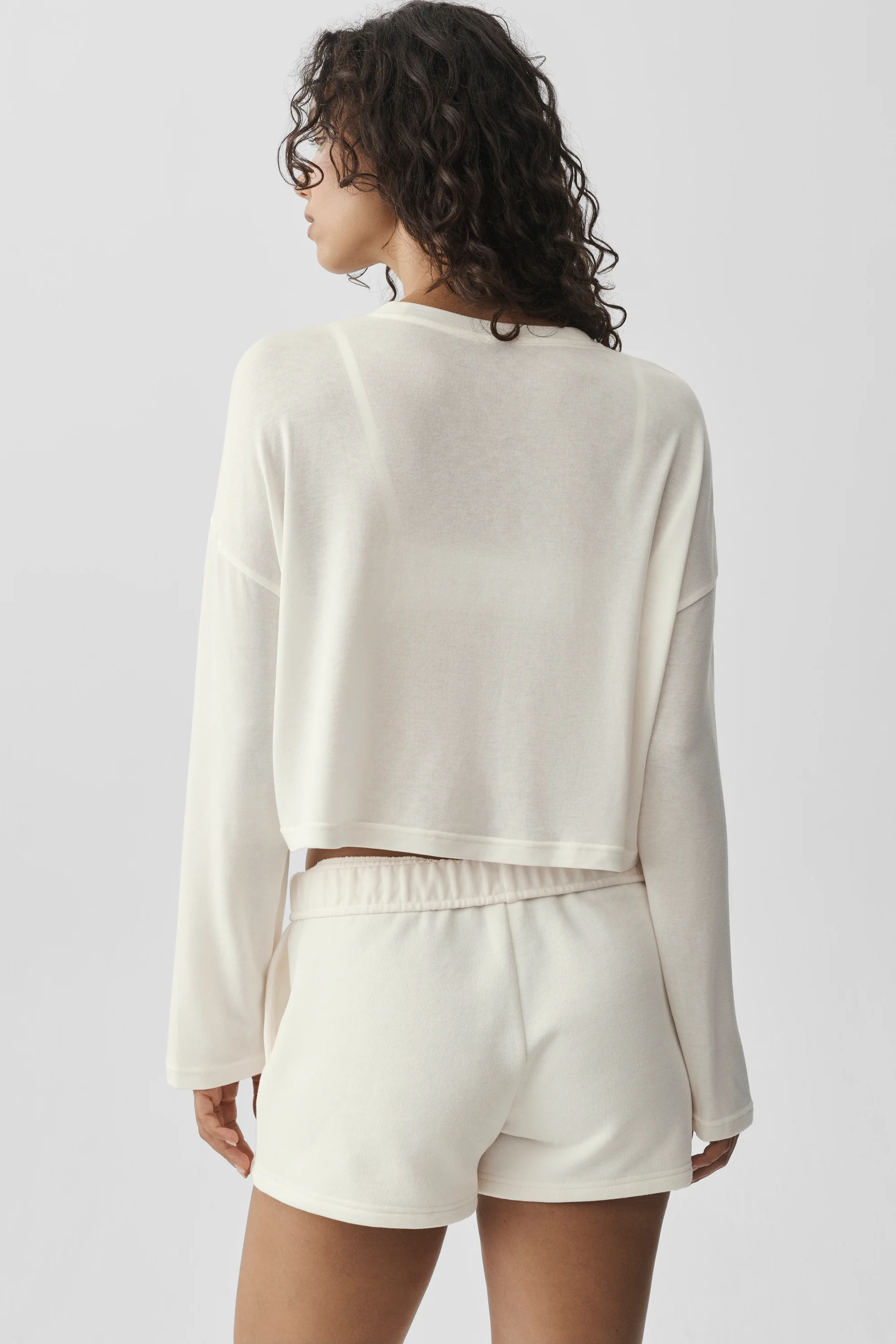 Semi-Sheer Oasis Boxy Long Sleeve in Ivory