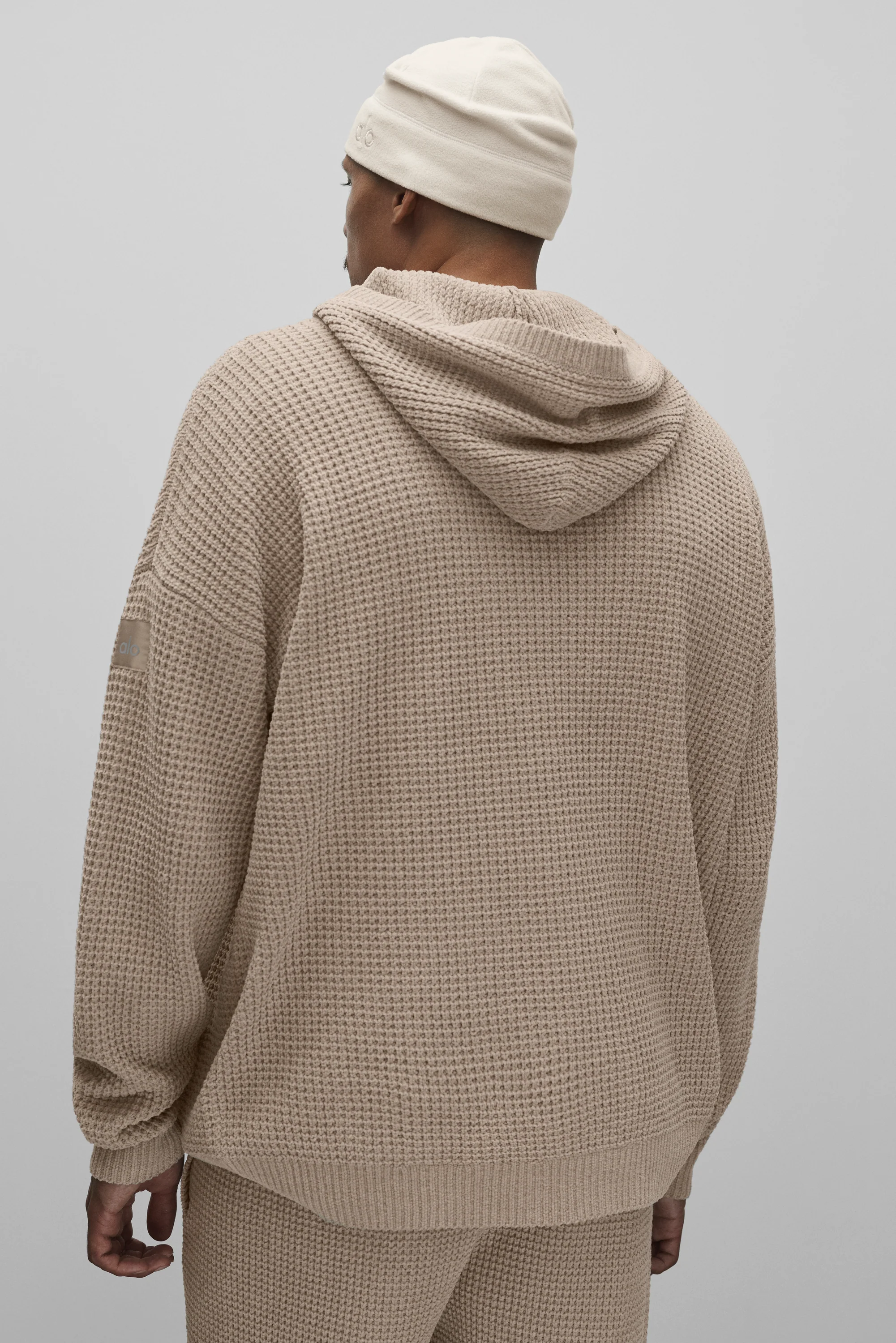 Waffle Chenille Edition-hettegenser i Gravel med avslappet passform