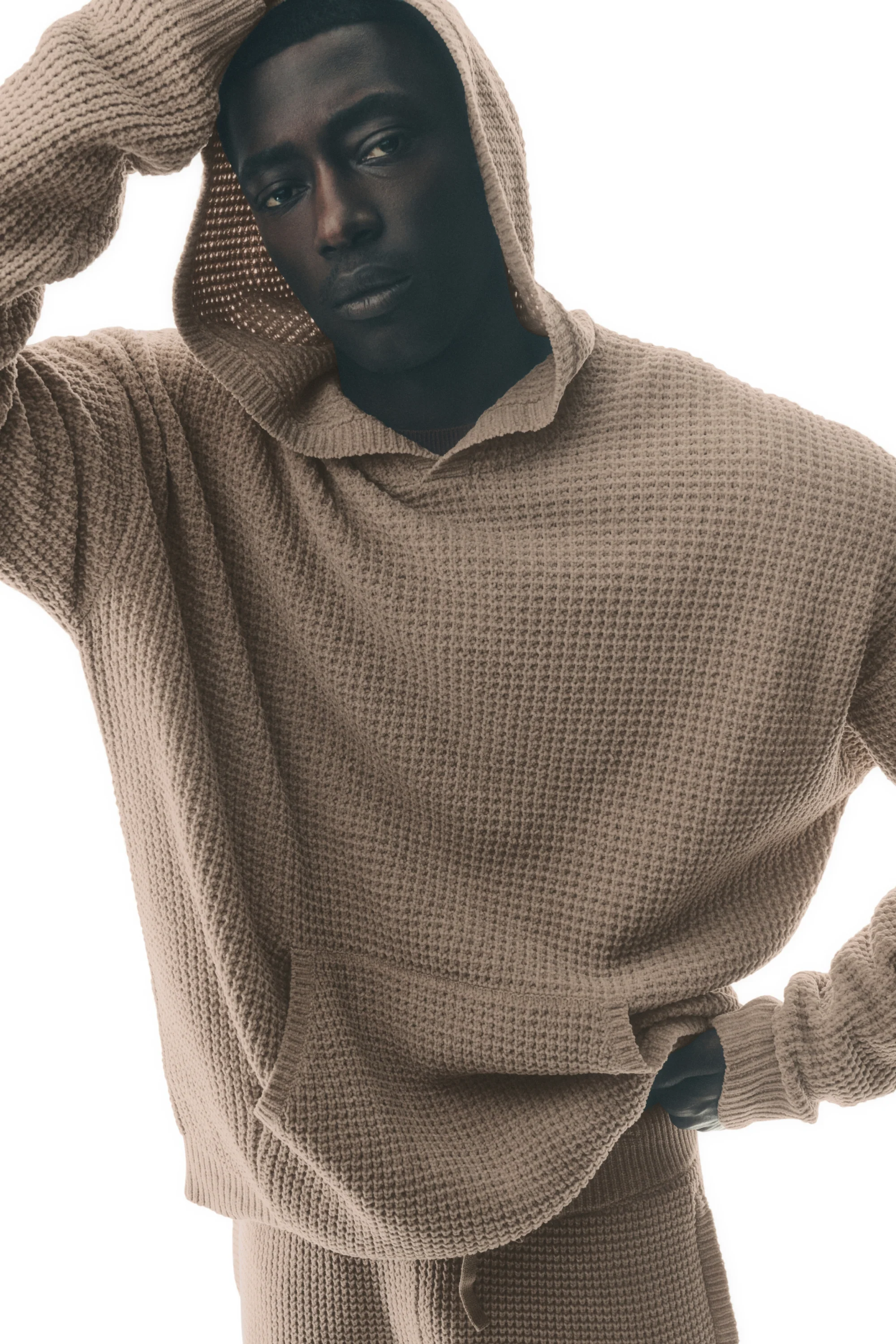 Waffle Chenille Edition Hoodie in Gravel for Off-Duty Wear