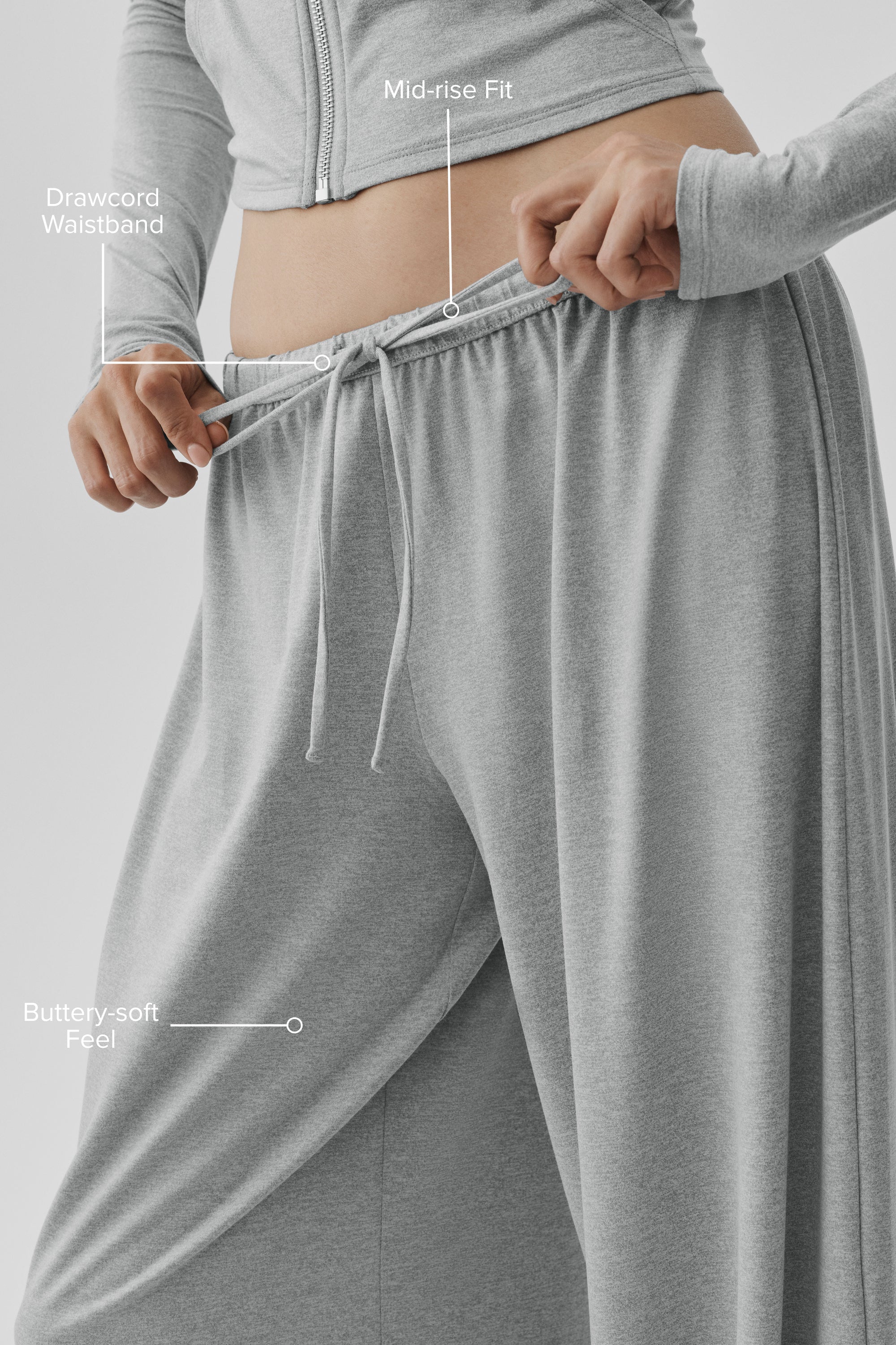 Alosoft Finesse Mid-Rise Wide Leg Sweatpant, Vintage Athletic Heather