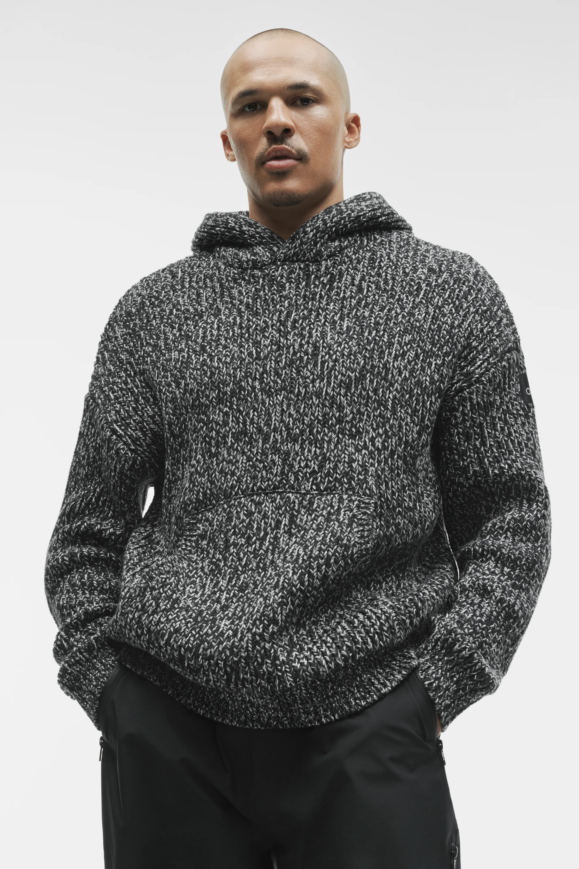 Chunky Knit Rewind Hoodie in Black Multi