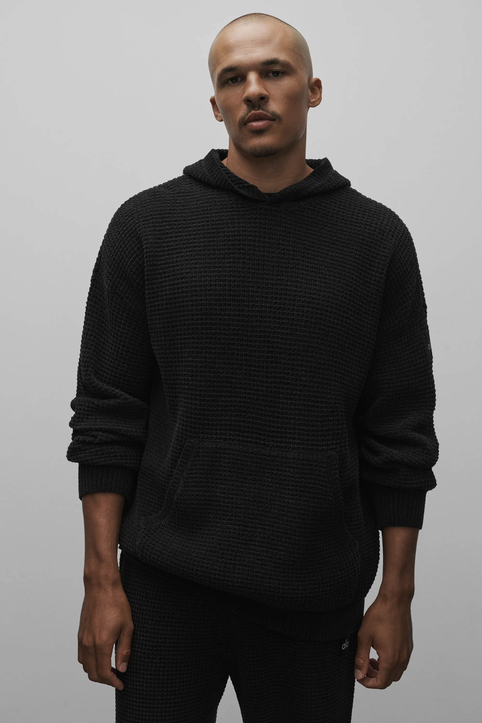 Waffle Chenille Edition Hoodie in Black, Relaxed Fit