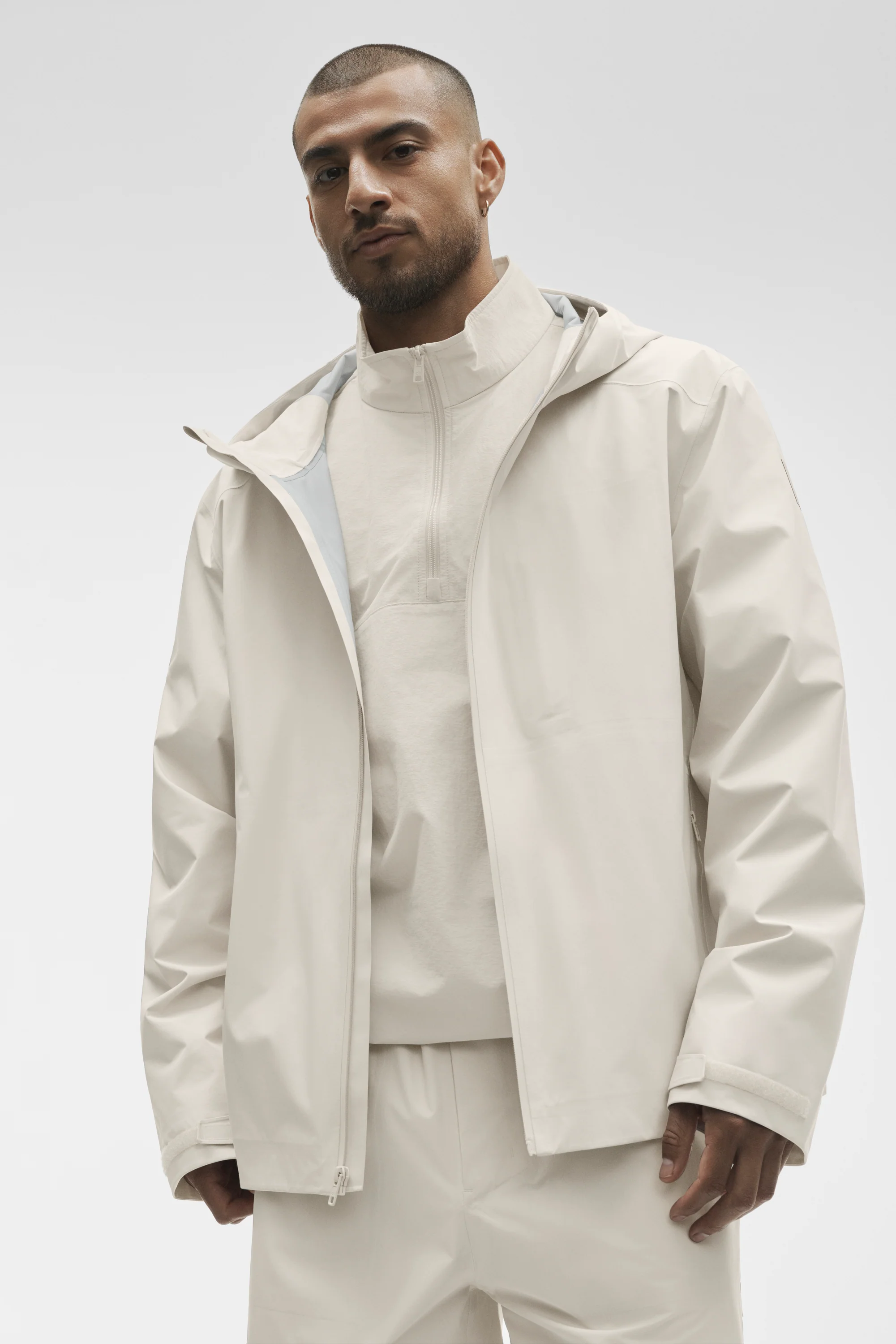 Alpha Shell Jacket in Bone with Water-Resistant Shell and Bonded Seams