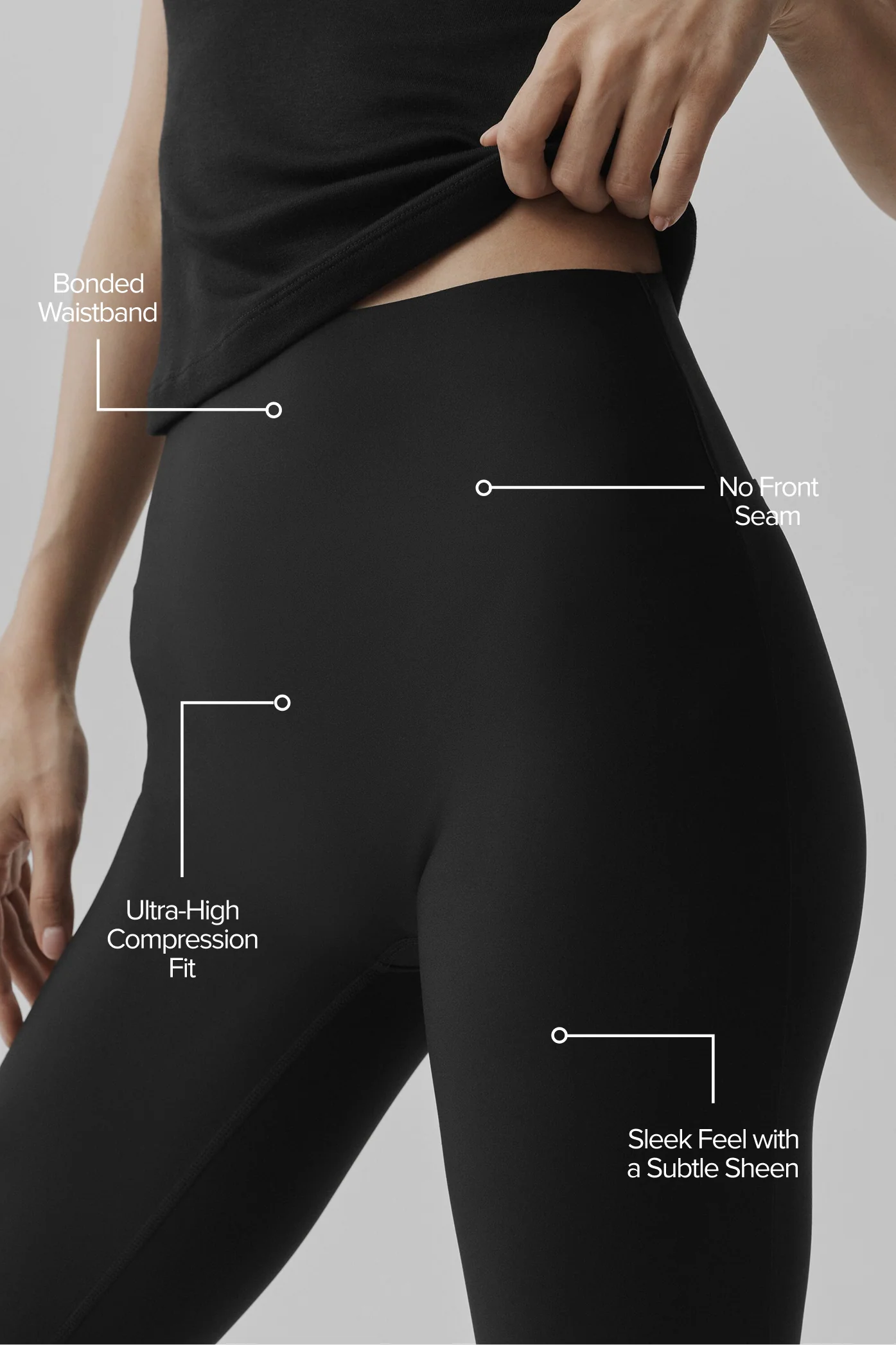 Airlift High-Waist Sleek Capri in Black with Bonded Waistband