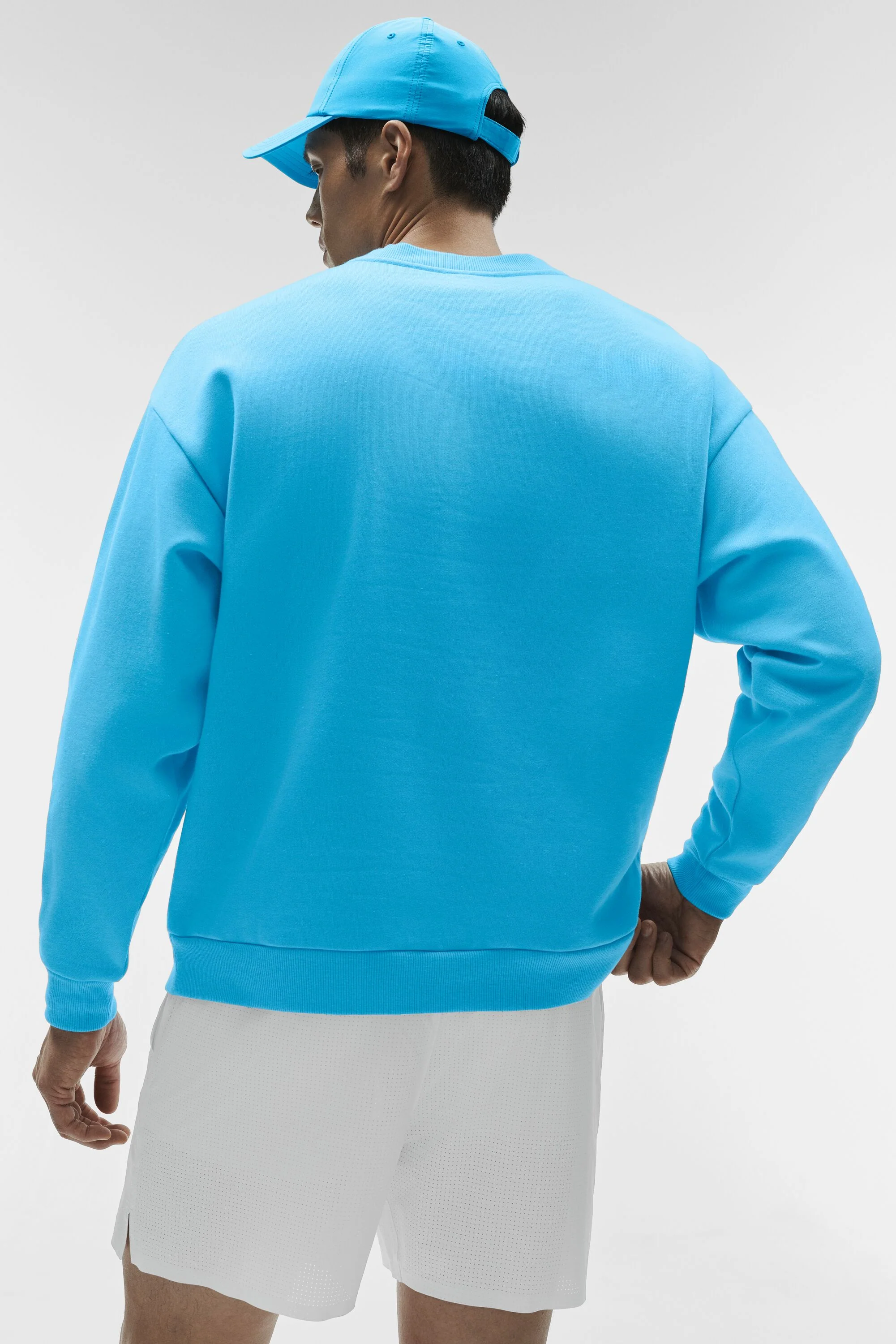 Pull col rond homme Accolade en molleton gratté bleu azur