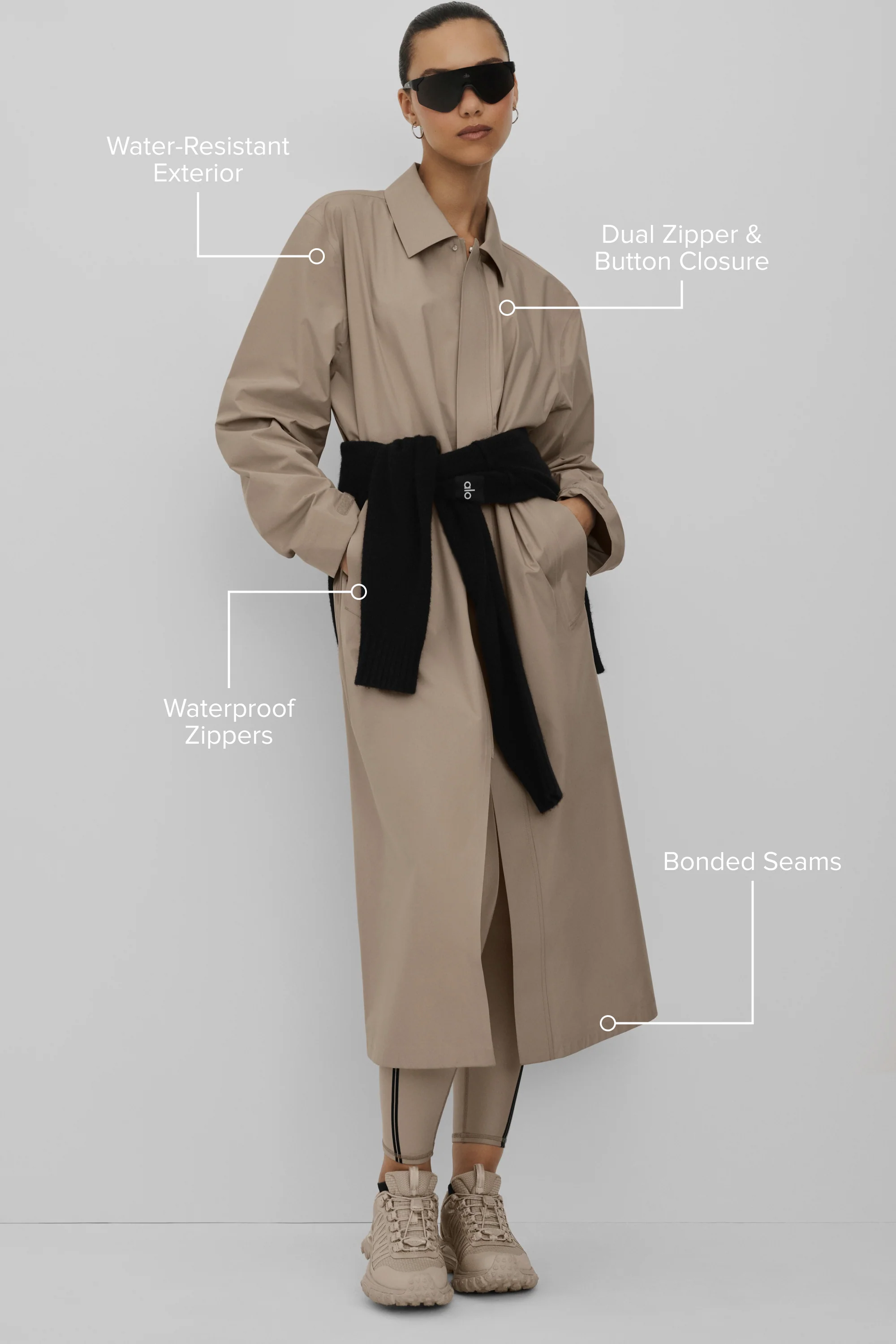 Alpha Shell Long Coat in Gravel for Women