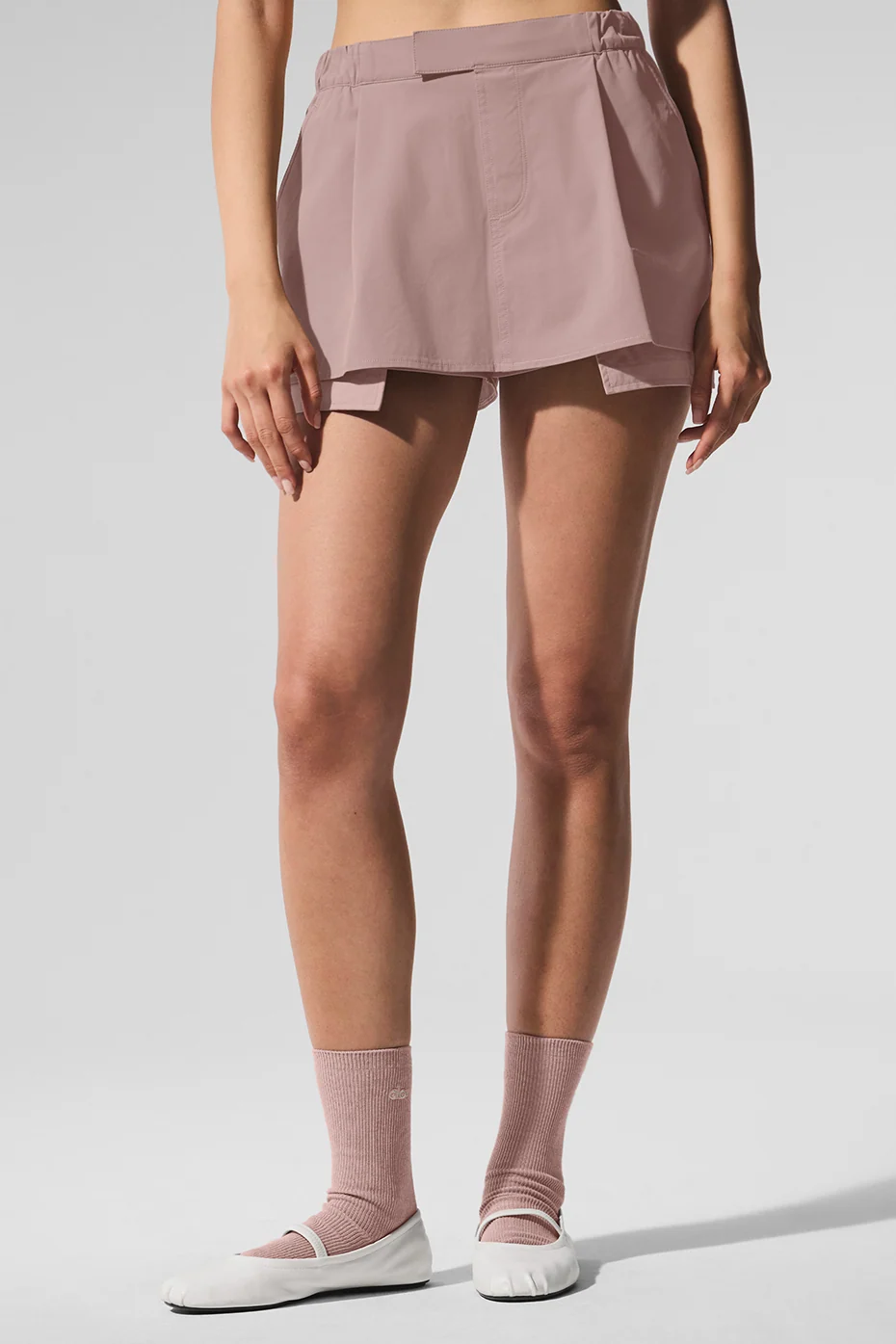 Flip It Mini Skort in Taupe with Built-In Shorts and Pockets