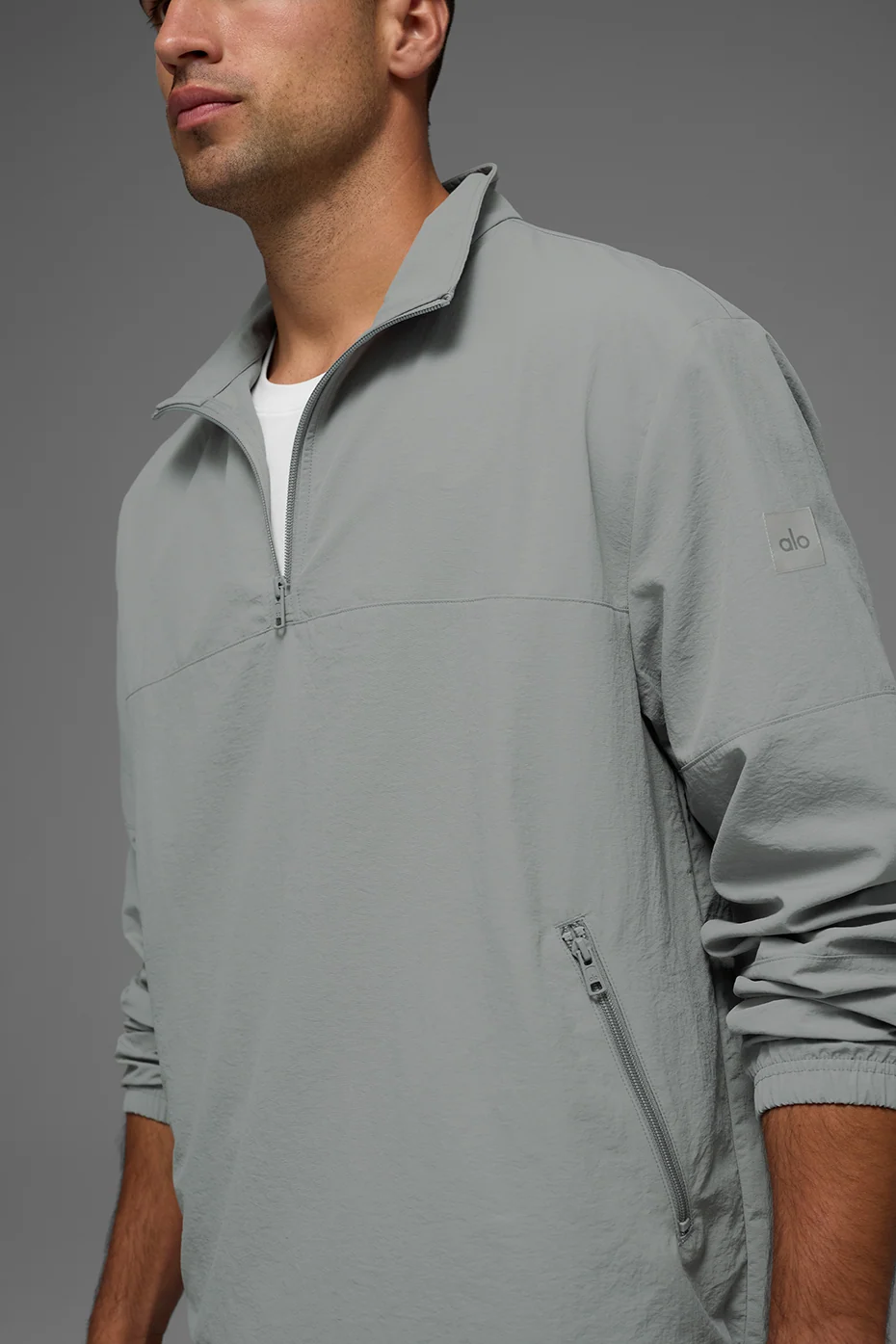 Felpa leggera da mezza zip con colletto in grigio lunar per il tempo libero