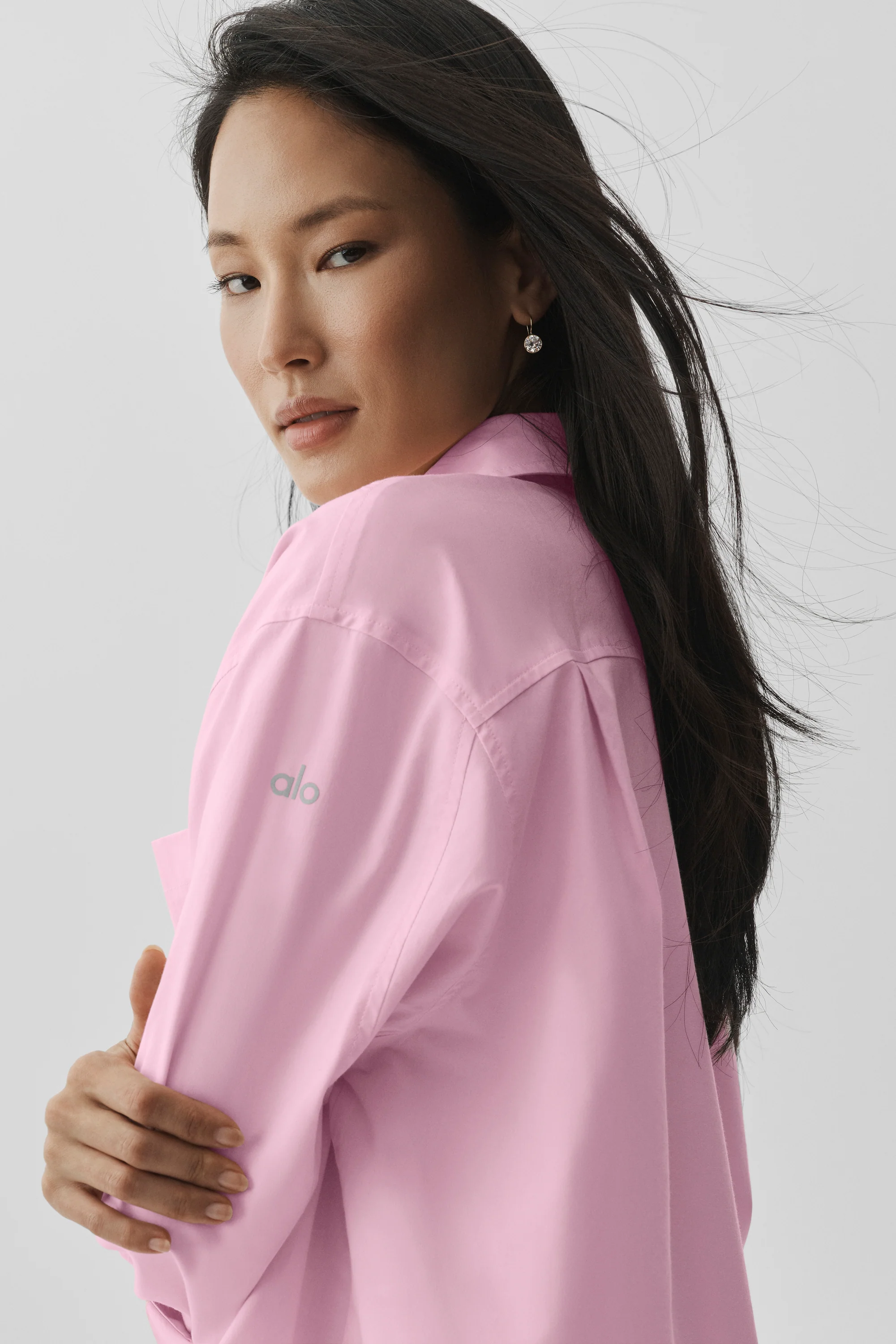 Cotton Real Deal Button Up Long Sleeve Shirt in Pink Marshmallow