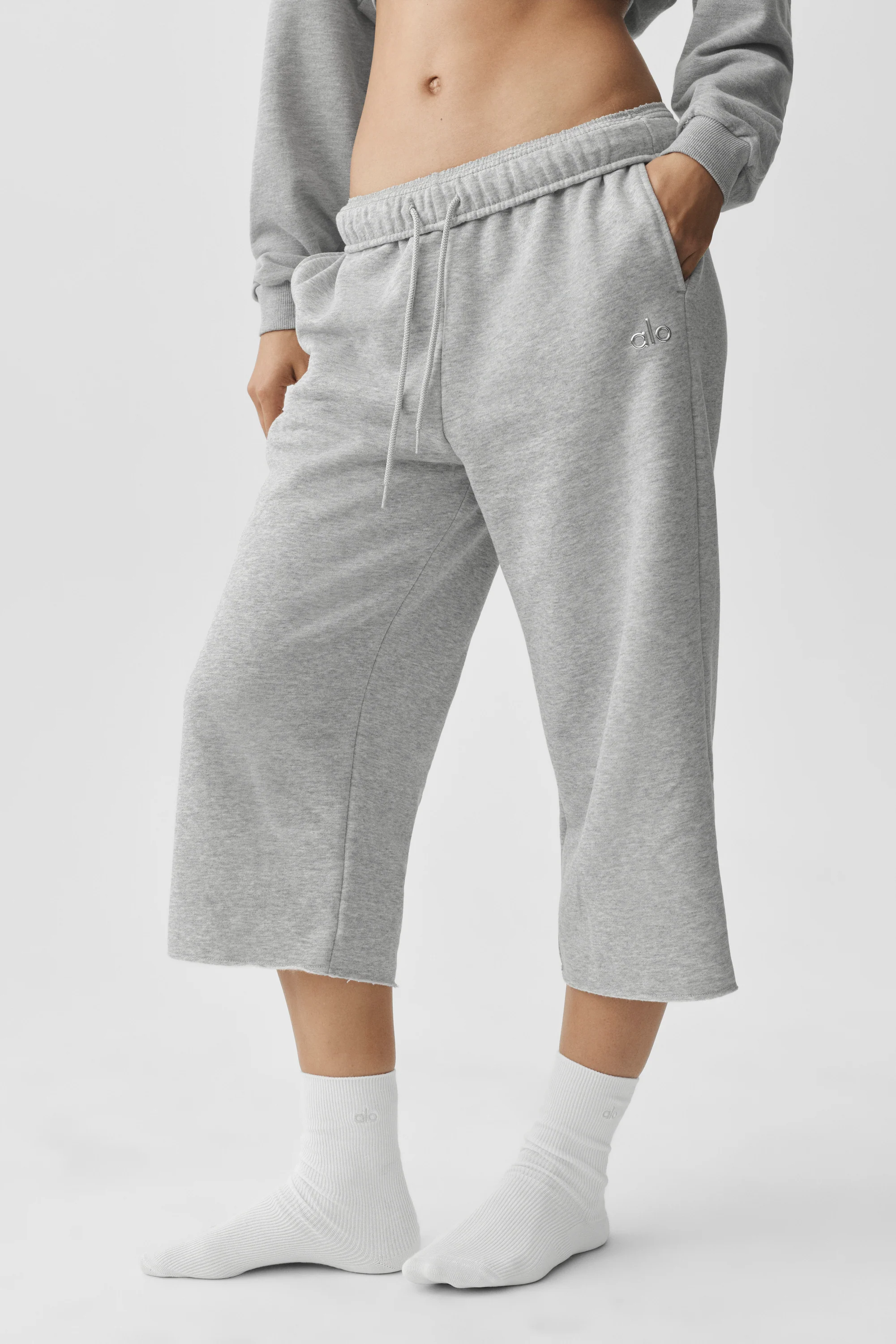 Accolade avkortet sweatpant i Athletic Heather Grey