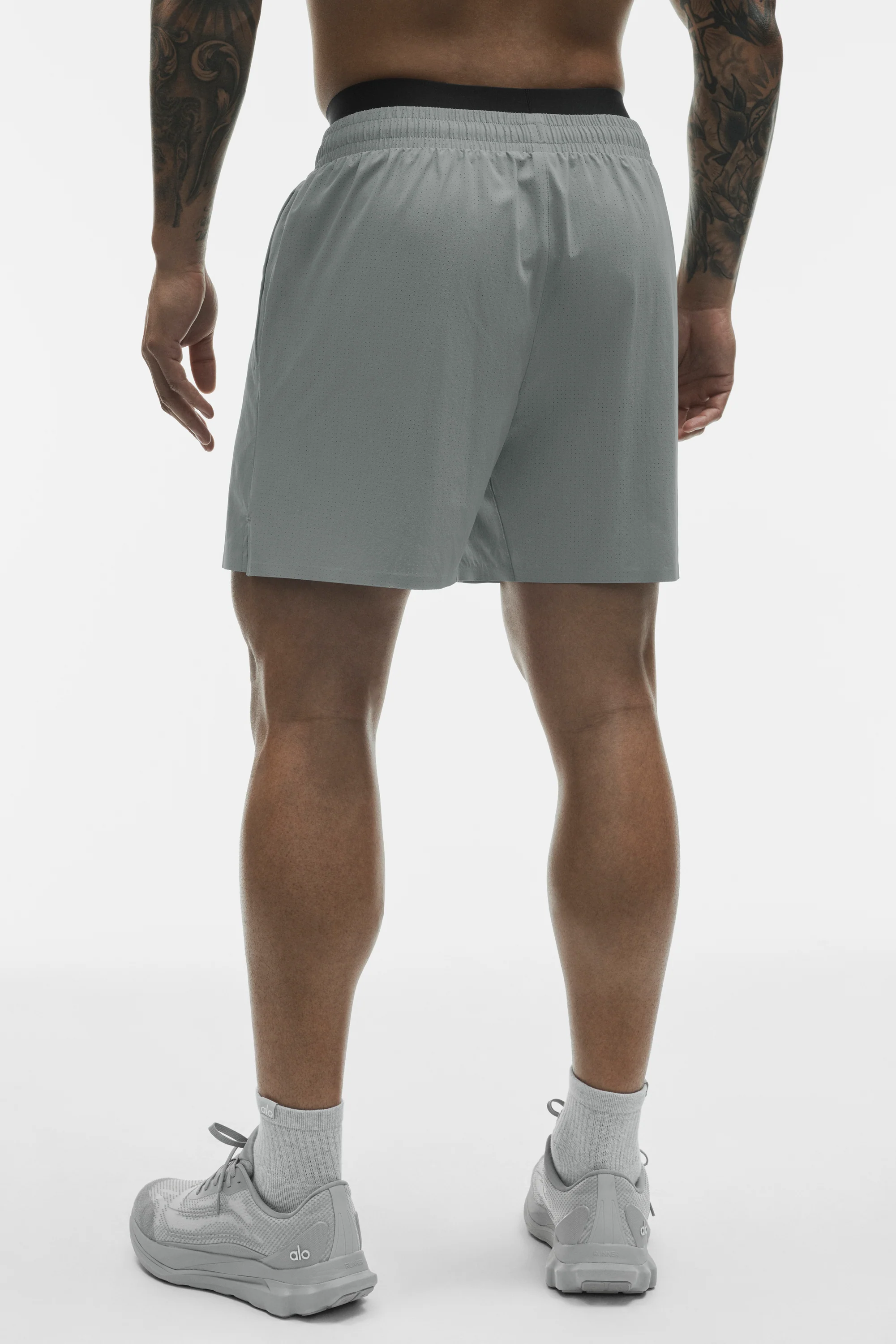 5 Inch Traction Running Short in Monument with Zip Side Pockets