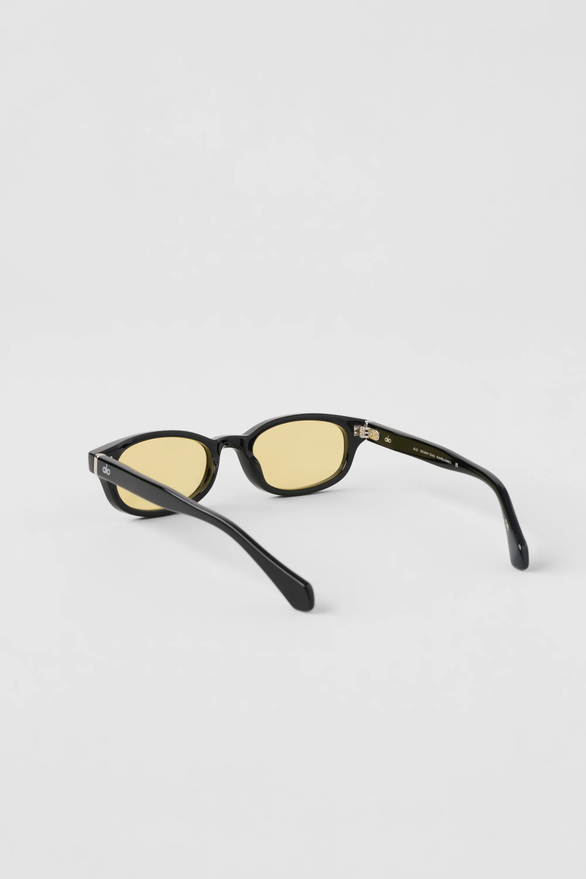 ALO Skinny Oval Sunglasses Black with Yellow Amber Lenses