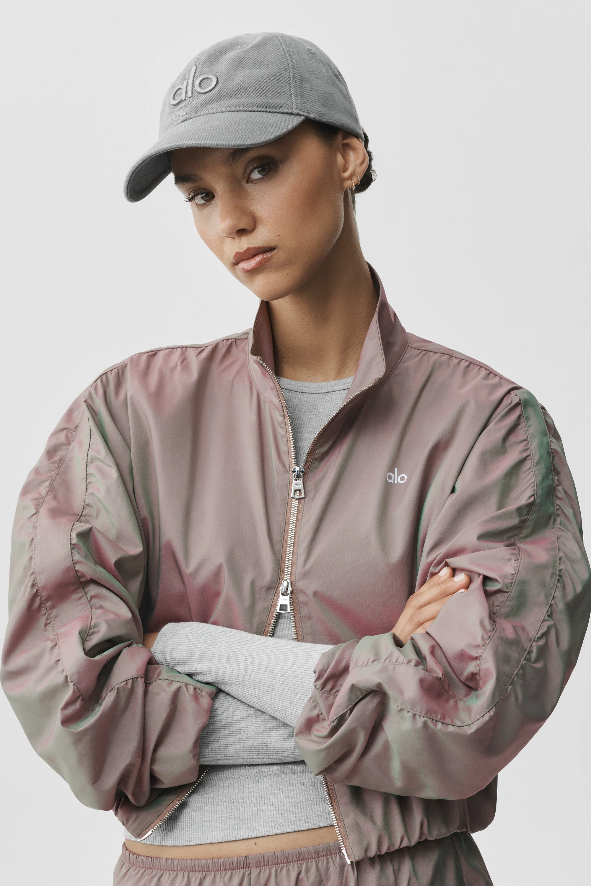 Prismatic Jacket in Pink Moonlight, Relaxed Fit Women's Zip Jacket