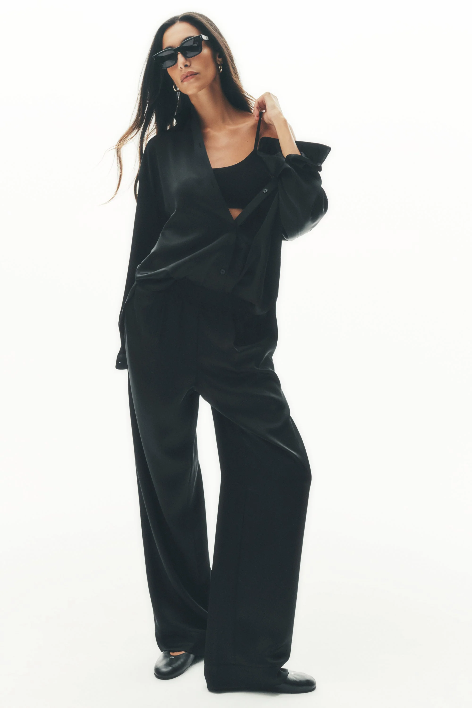 Satin High-Waist Smooth Talker Pant Regular Length in Black