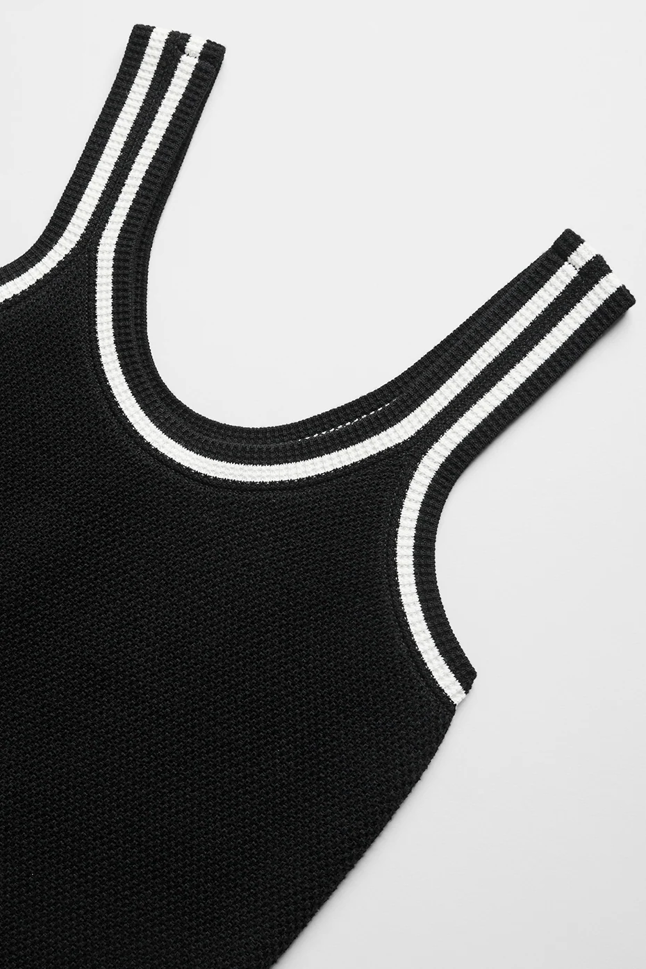 Tennis Club Sweater Knit Tank in Black and Ivory Stripe