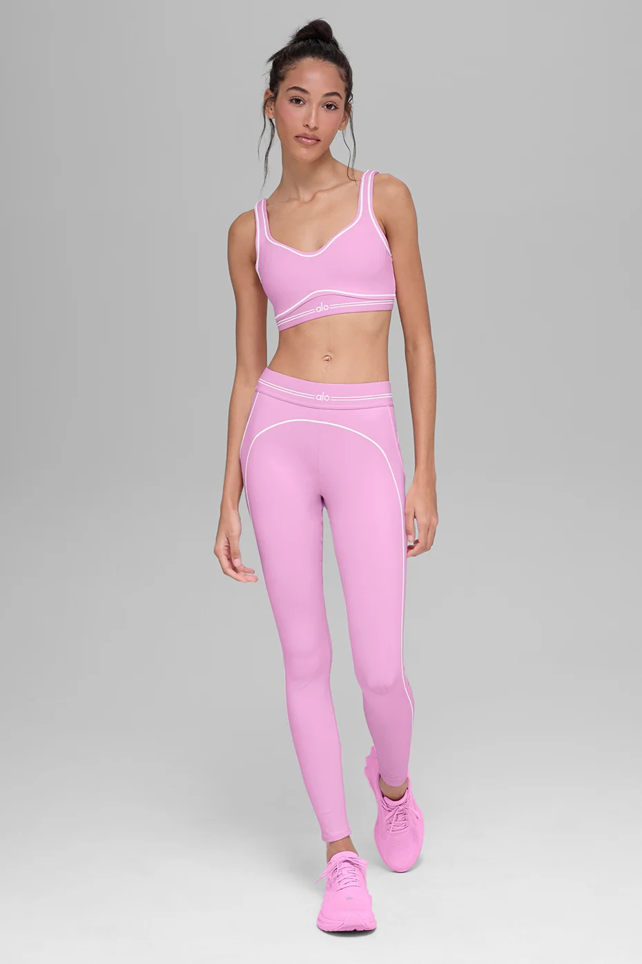 Airbrush High-Waist Heart Throb Legging in Candy Heart Pink and White