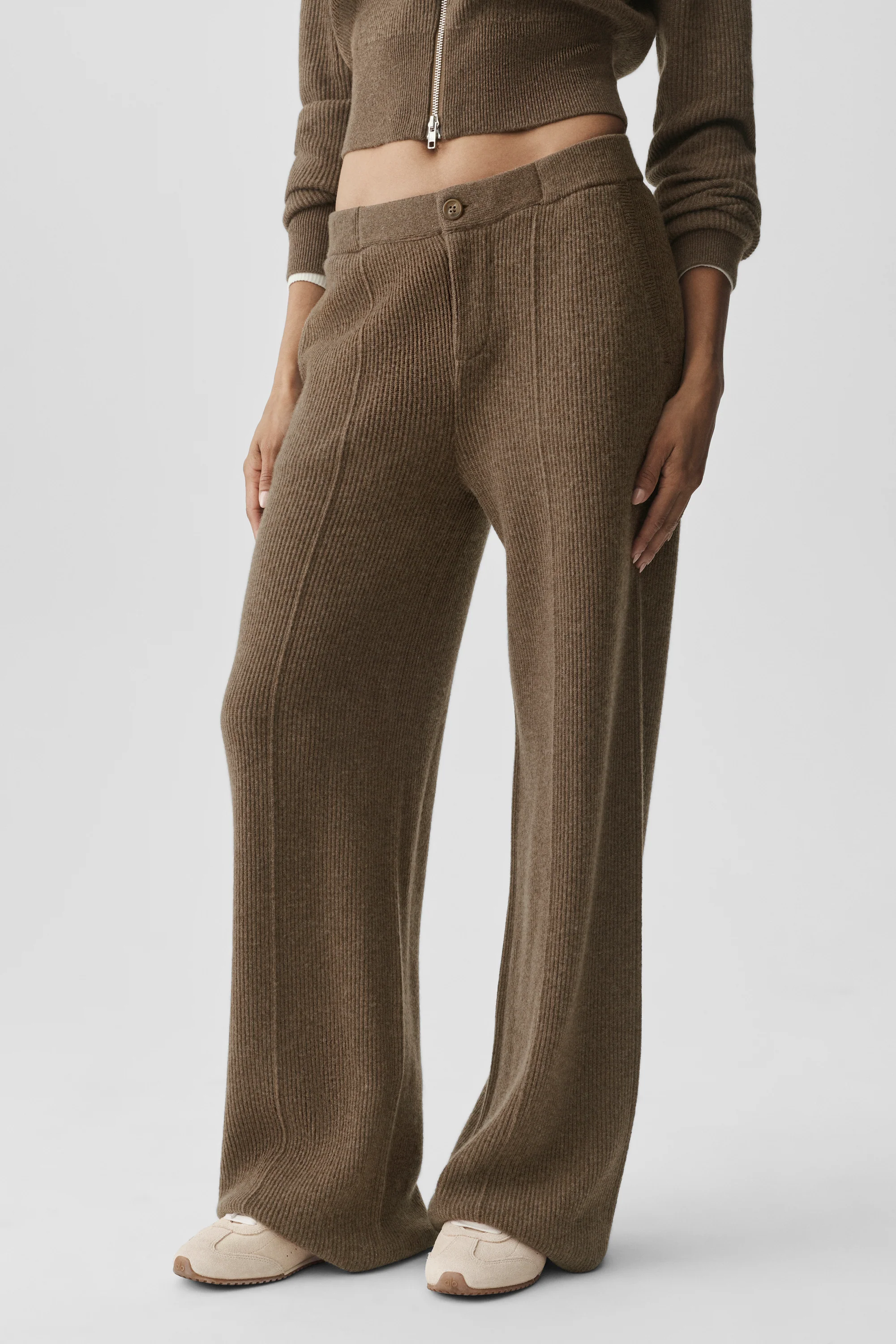 Cashmere Wool Low-Rise Harmony Trouser (Regular) in Java Brown Heather