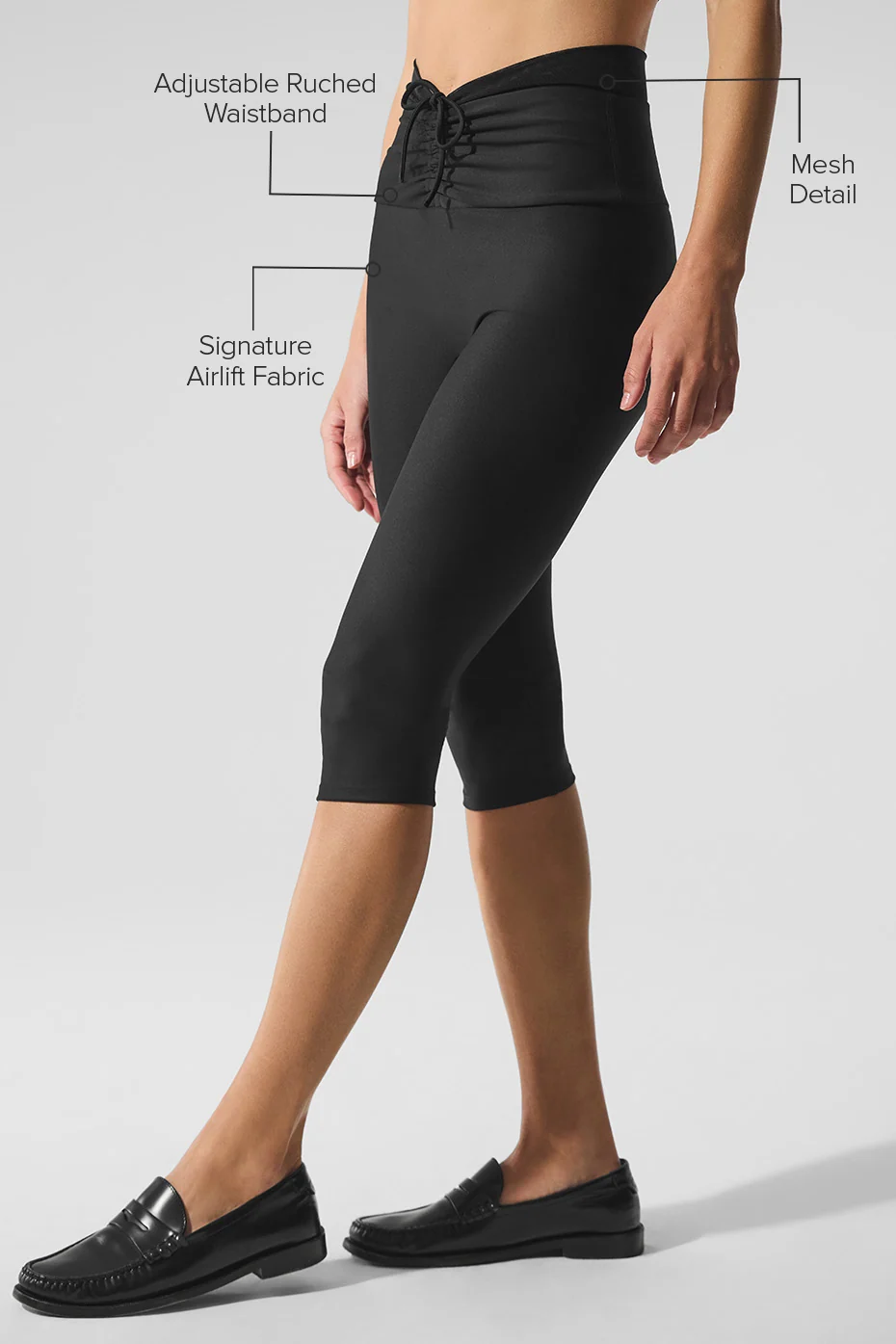Airlift Mesh High-Waist Divine Capri Leggings in Black