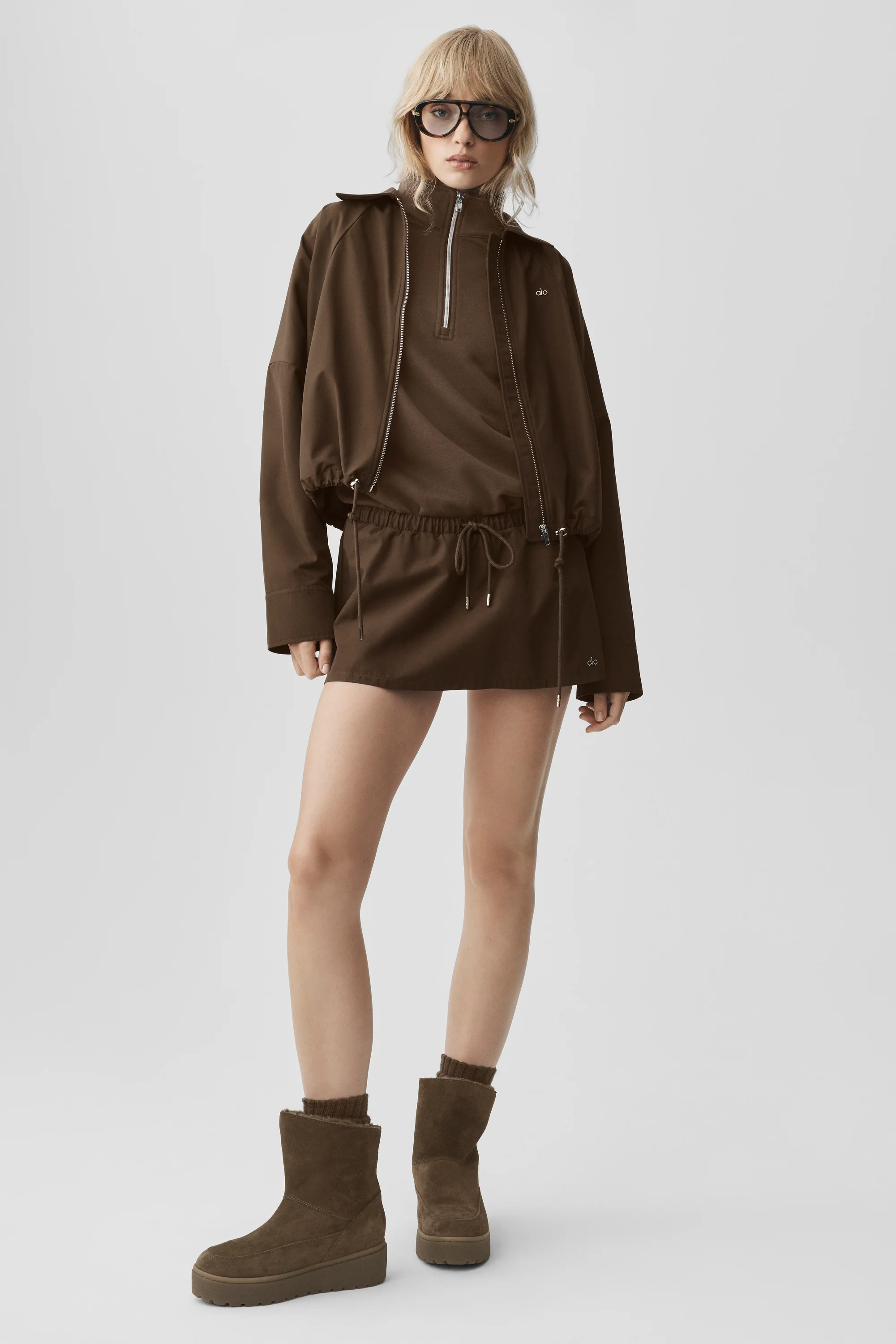 Espresso Low-Rise Best Bet Skirt with Built-In Shorts and Drawcord