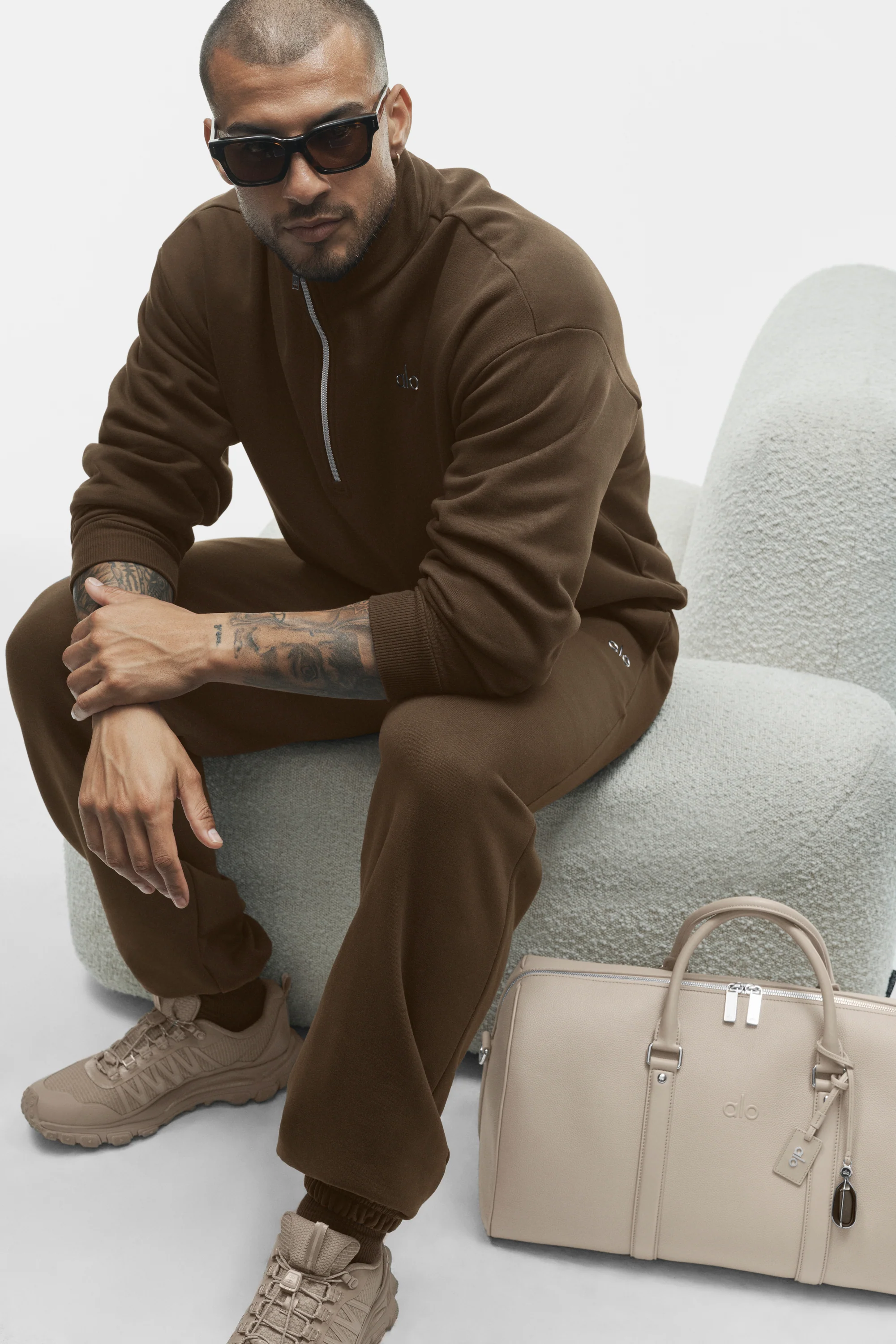 Accolade 1/4 Zip Pullover in Espresso with Stand-Up Collar
