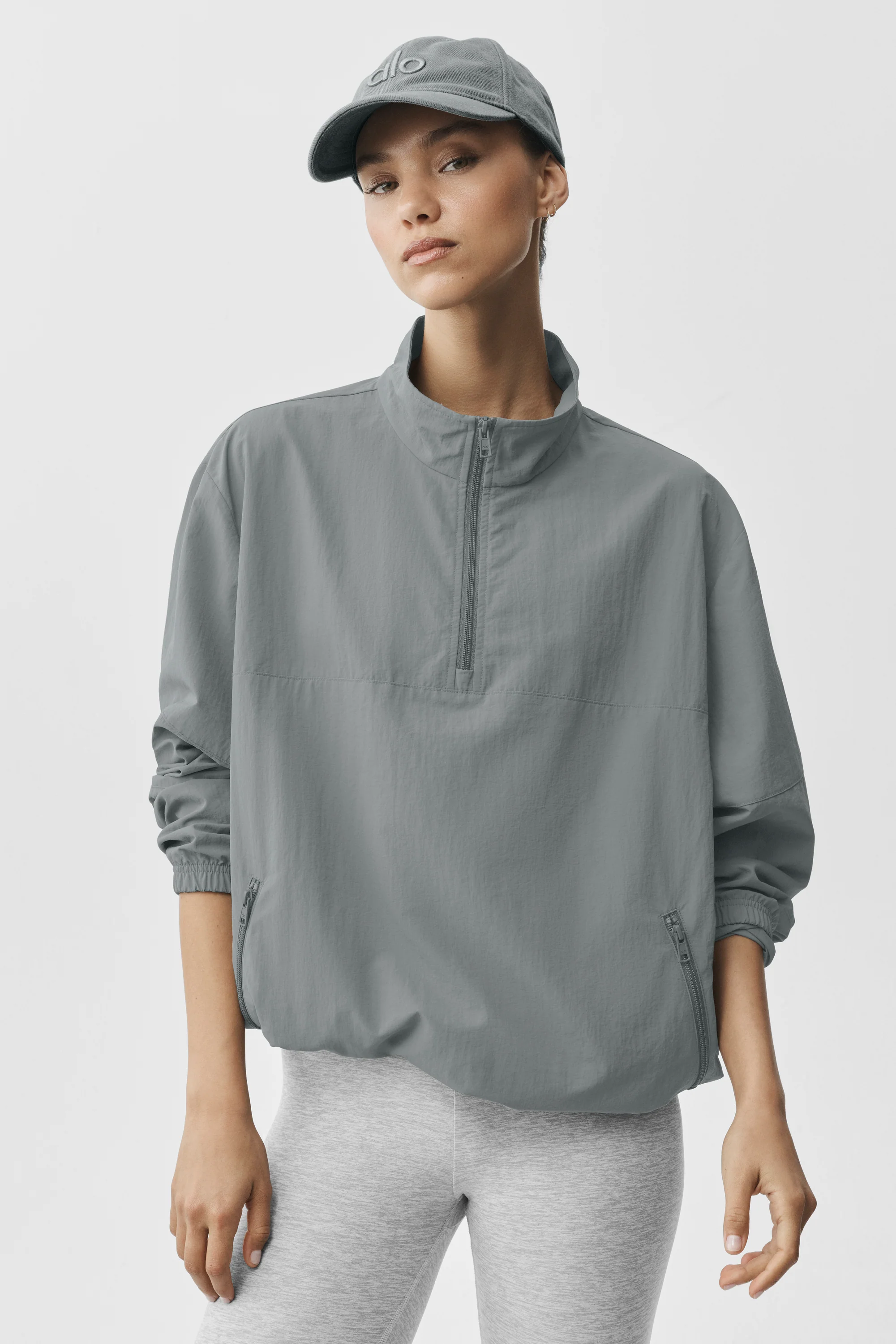 Light Weight Takeaway Track Pullover in Monument with Quarter-Zip Neck