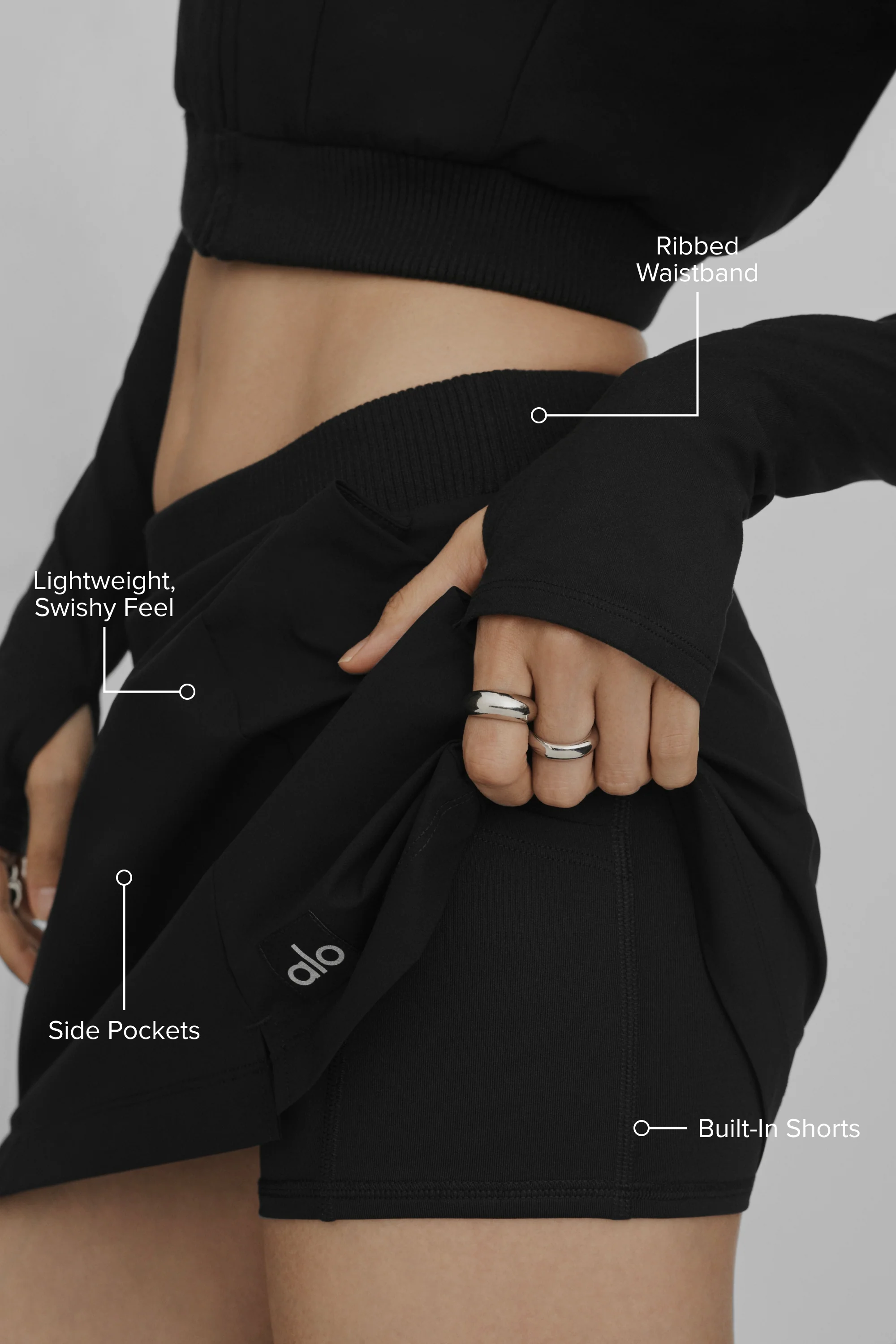 Momentum Skirt in Black with Pockets and Inner Shorts