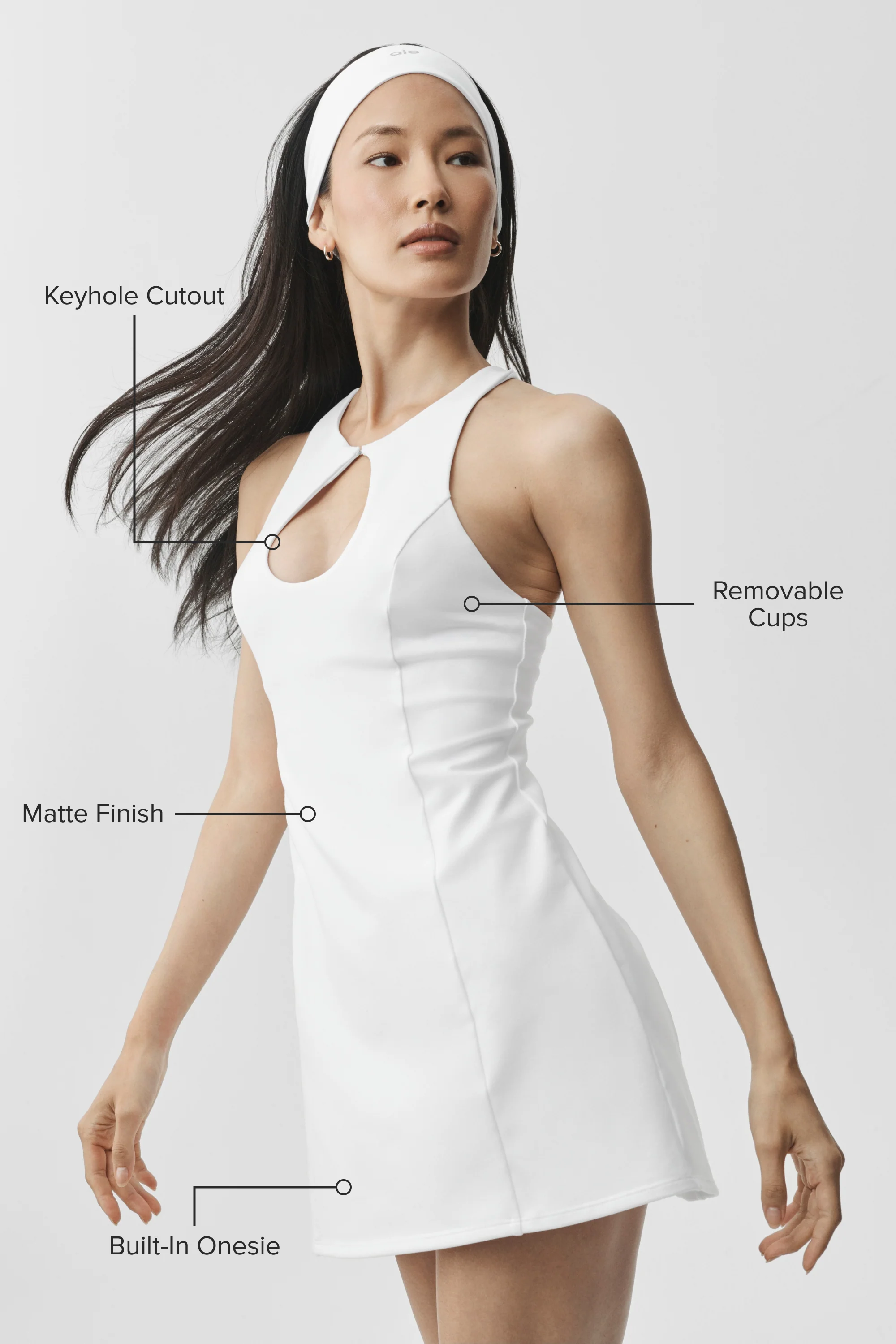 Airbrush-Tenniskleid Lock In in Weiß mit integriertem Body