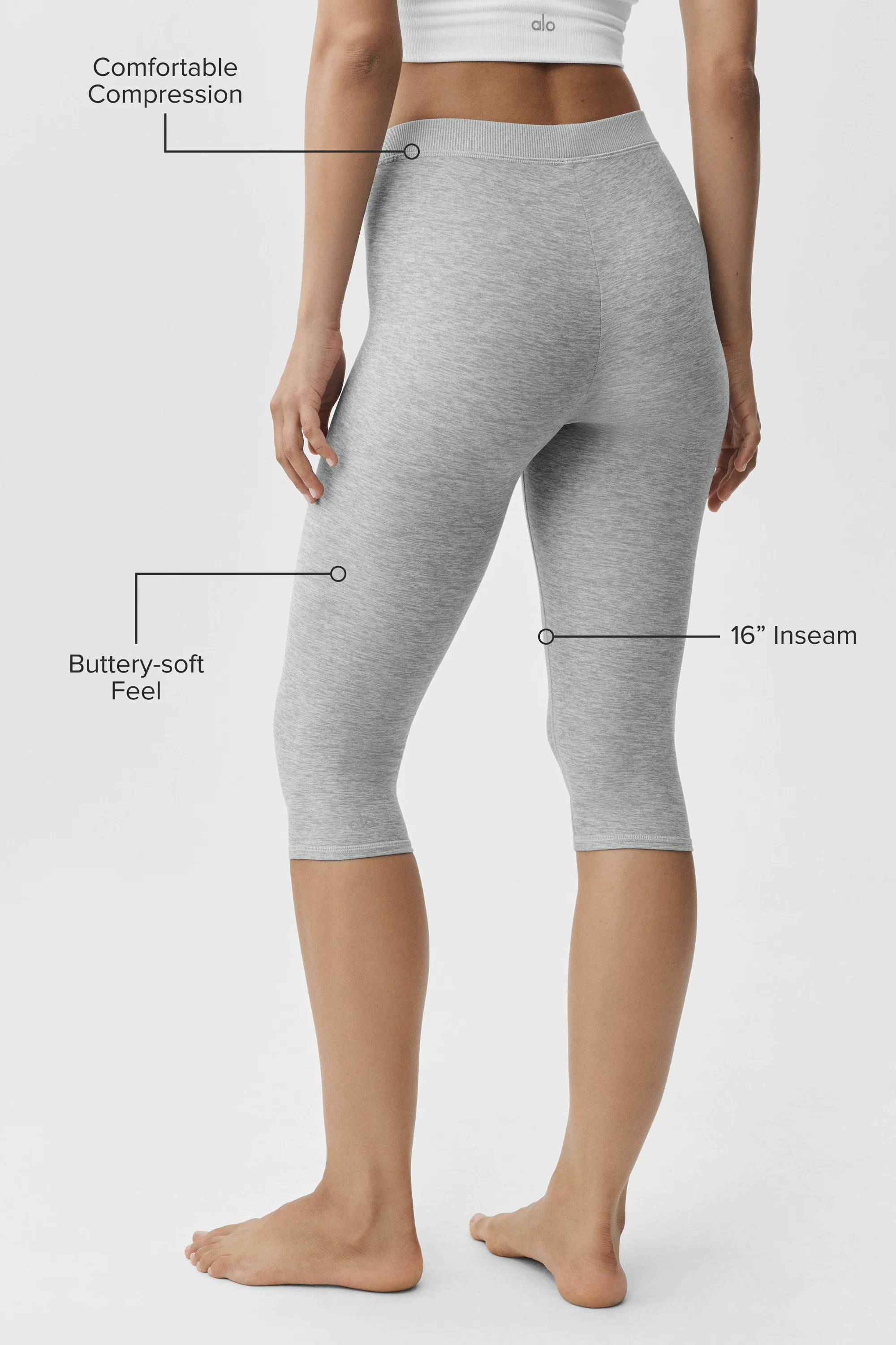 Alosoft High-Waist Iconic 90's Capri in Vintage Athletic Heather