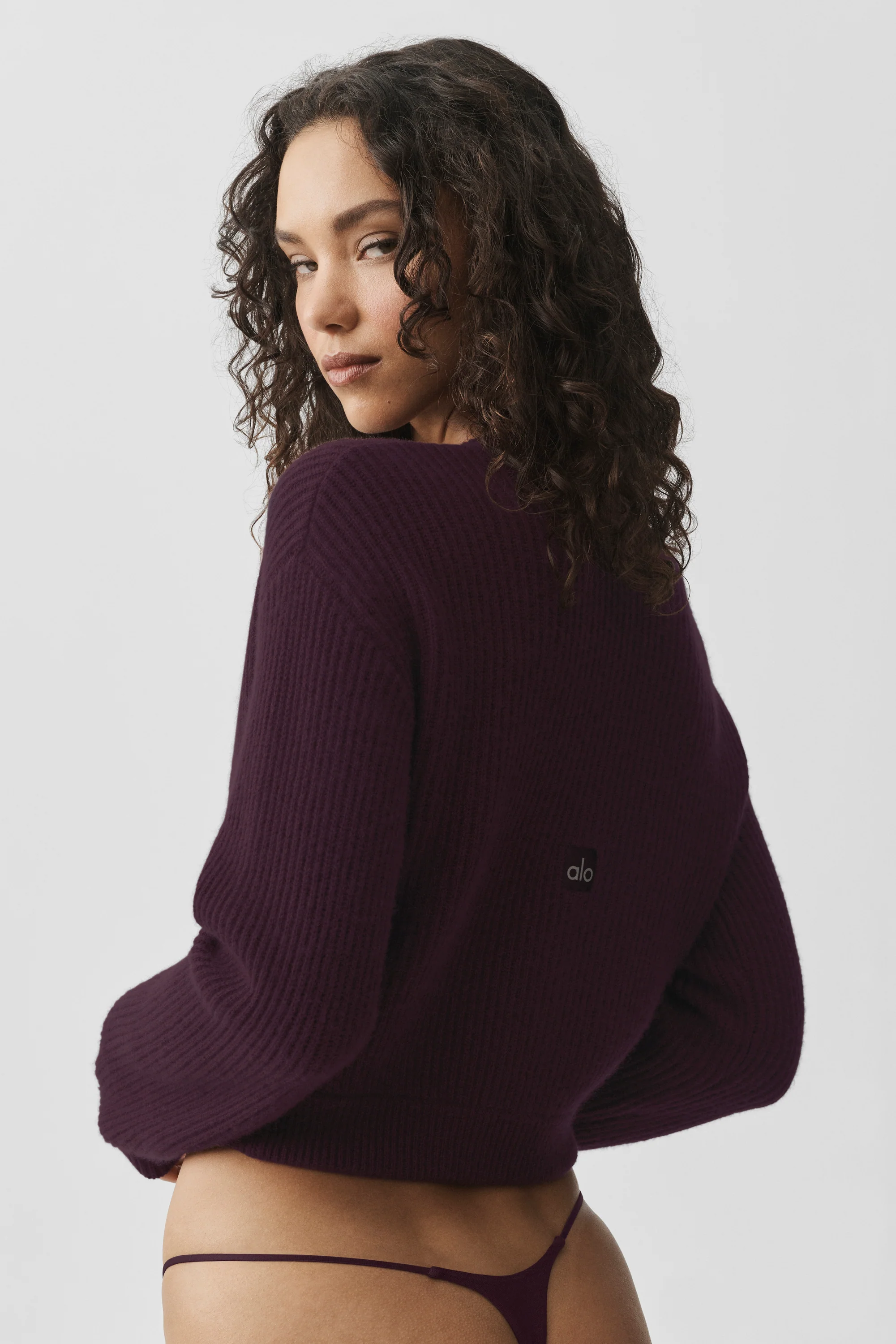 Cashmere Wool Harmony Cardigan in Rich Bordeaux