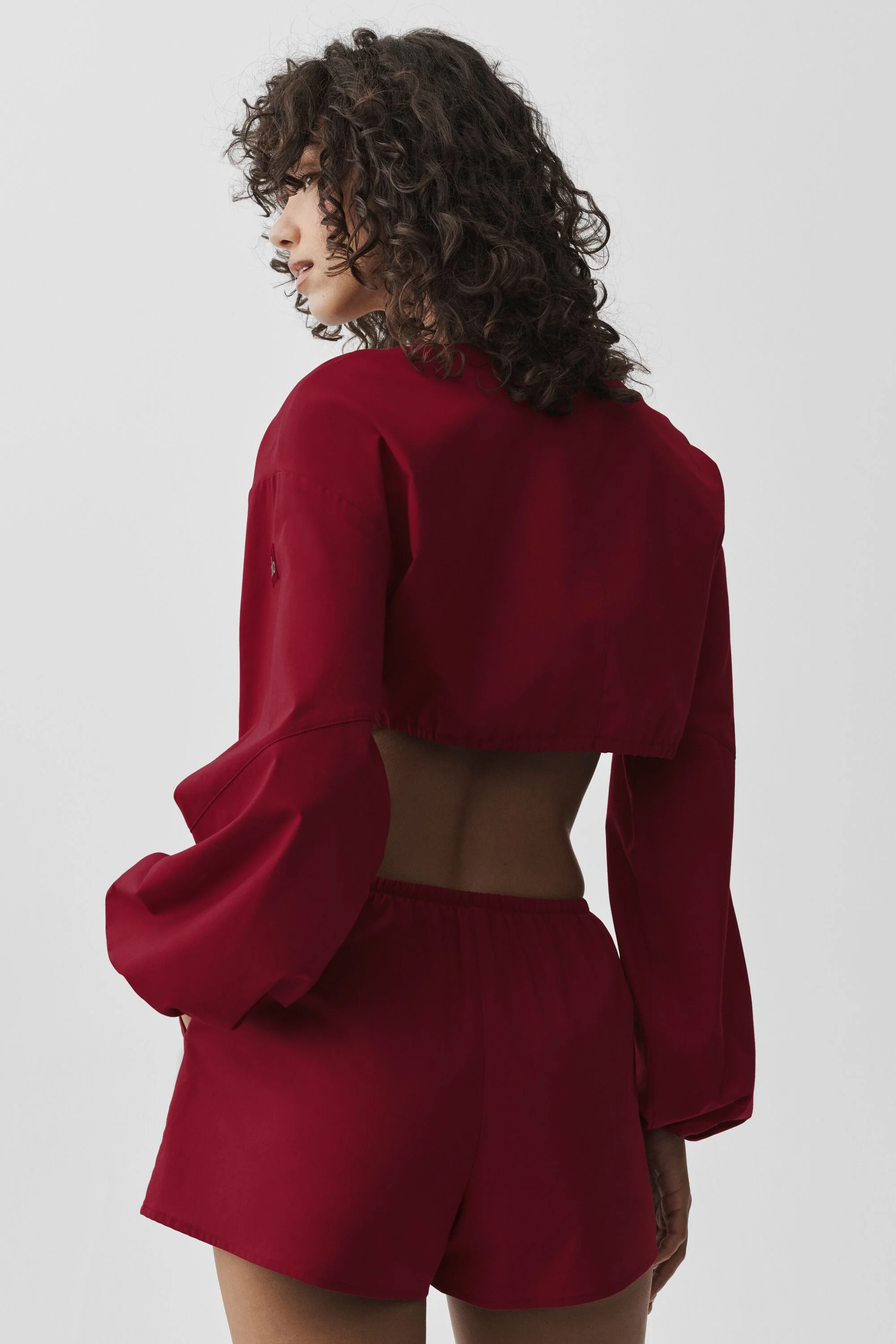 Cotton Cropped Real Deal Long Sleeve Summer Romance Red Top