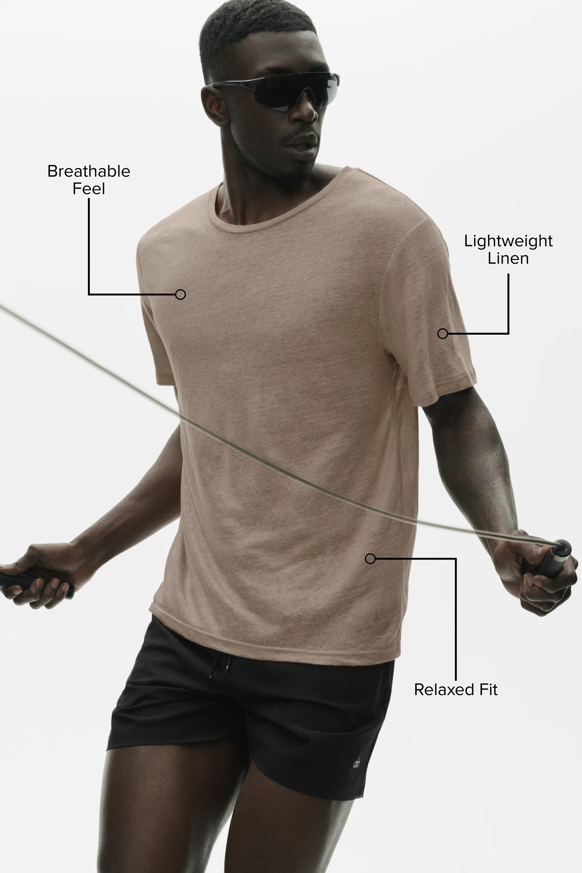 Linen Jersey Coastal Short Sleeve Tee in Gravel