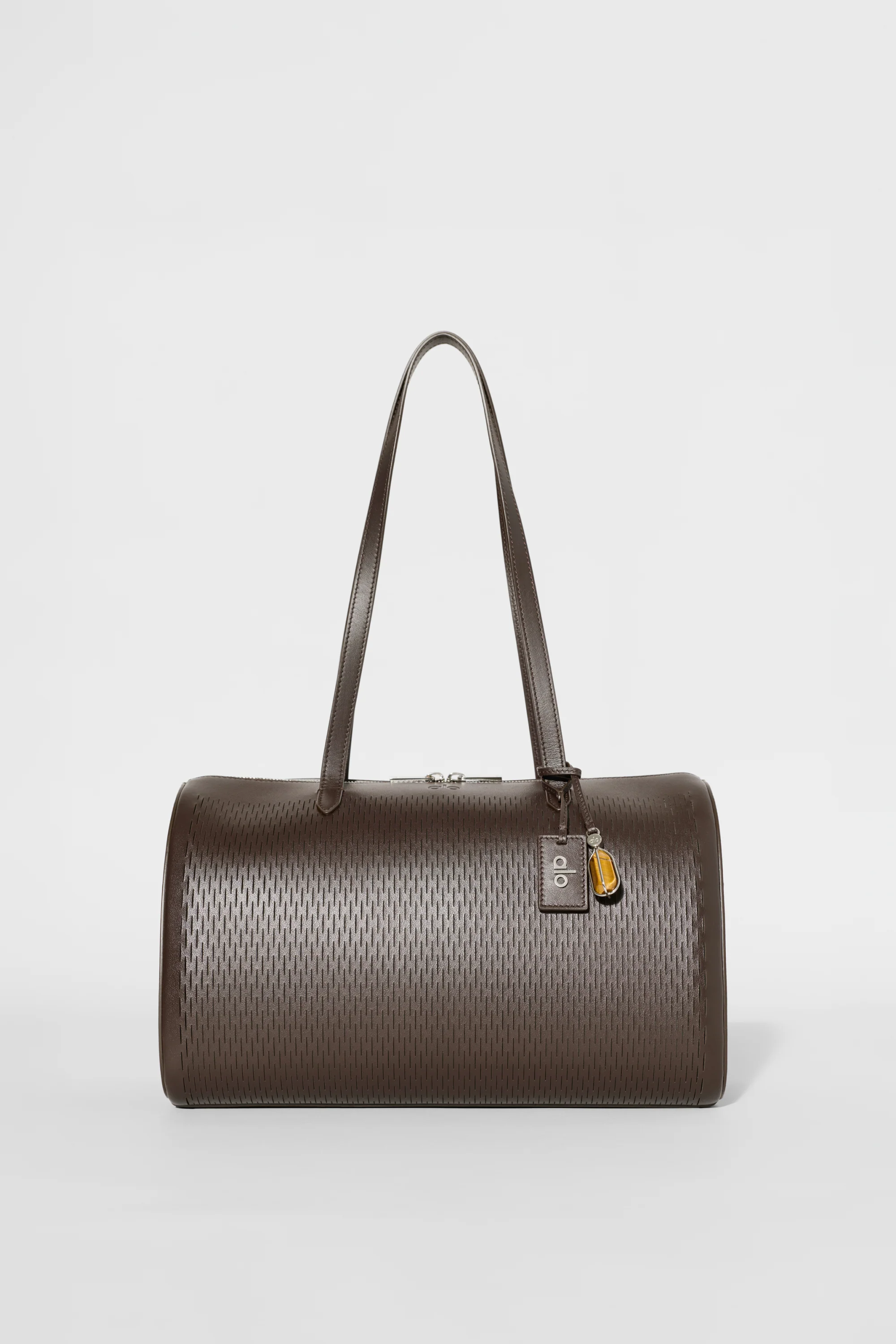 ALO Leather Mesh Shoulder Voyage-väska i espresso läder och mesh