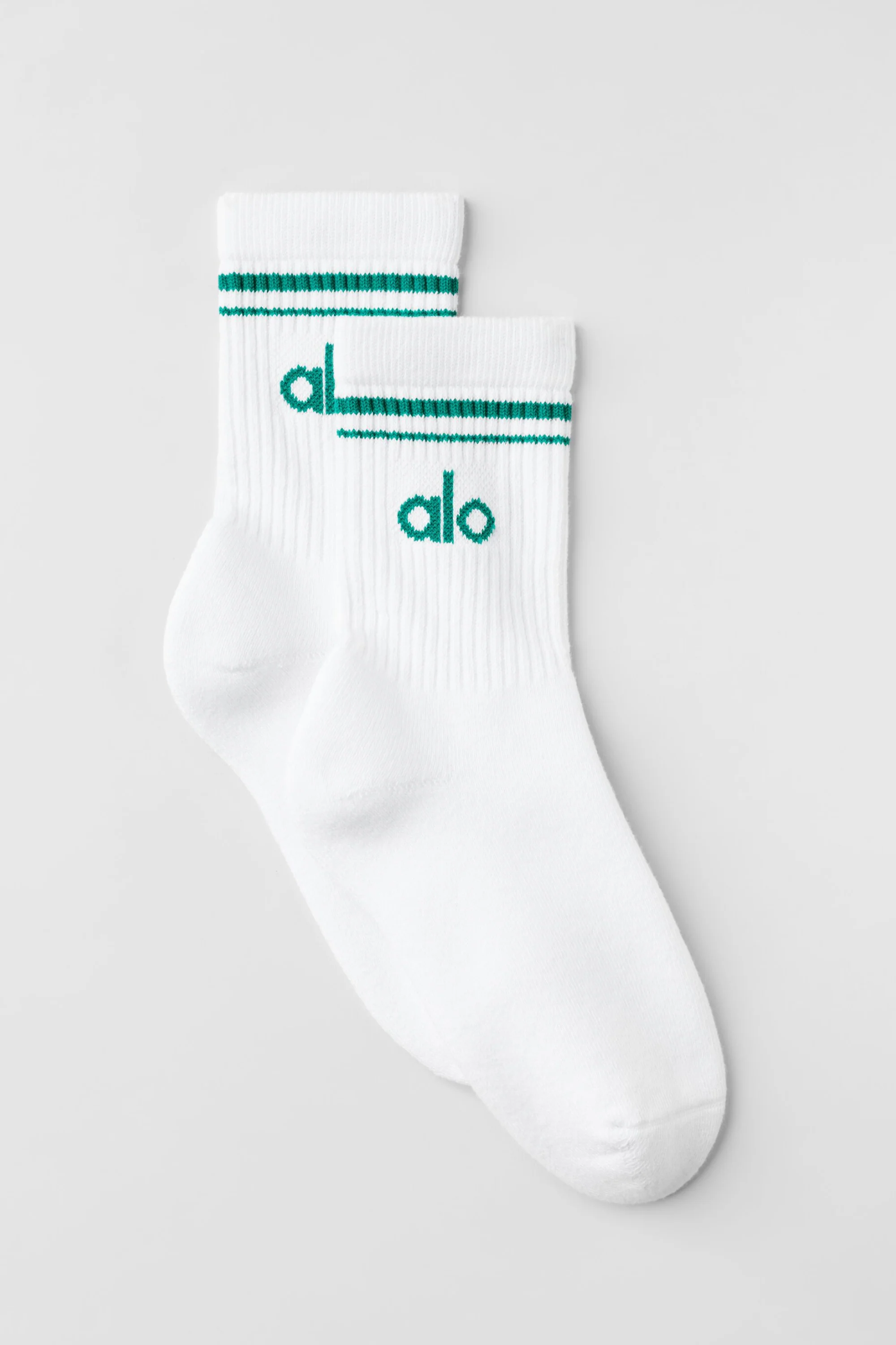 Unisex Half-Crew Throwback Sock in White and Emerald Isle