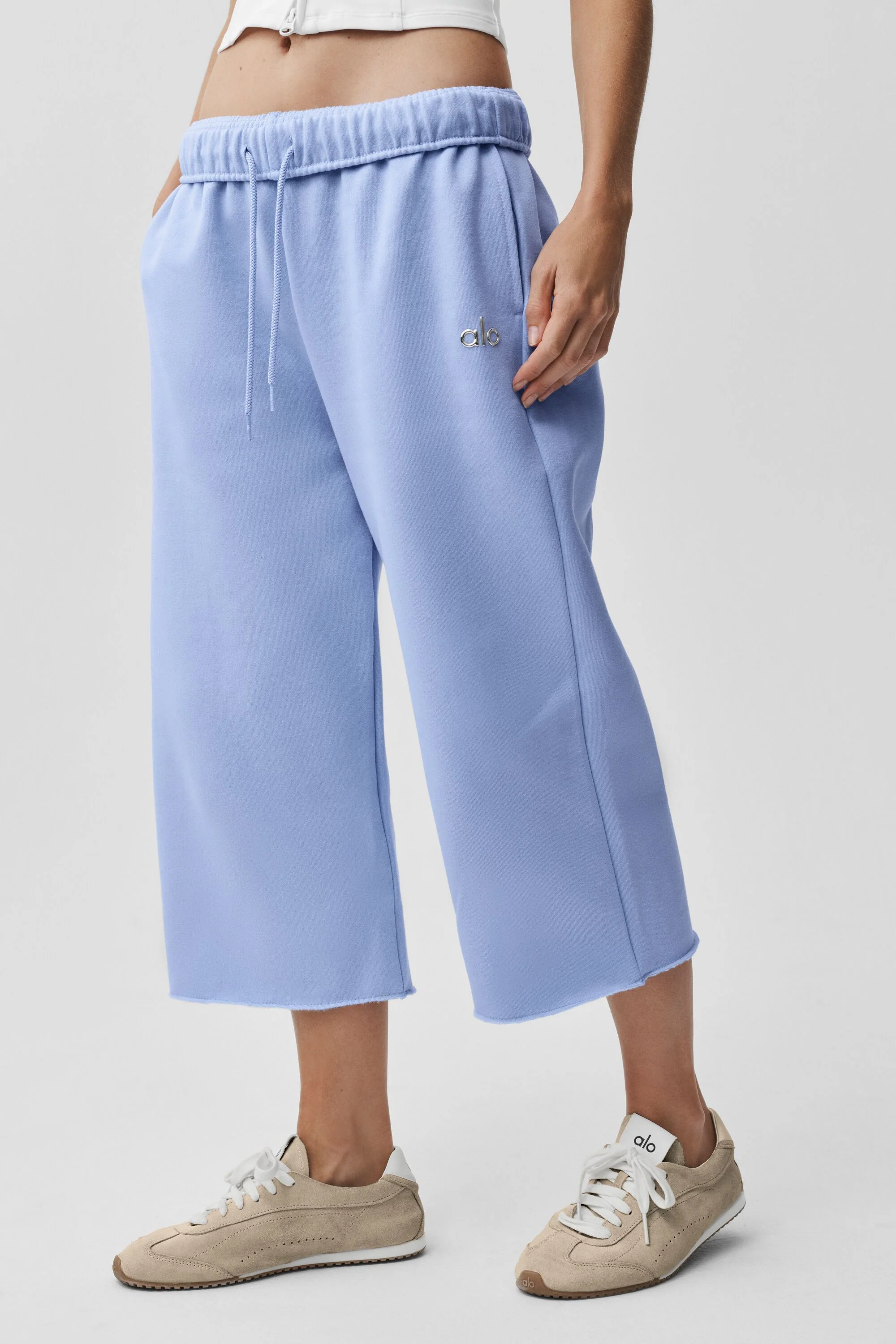 Accolade Cutoff Sweatpant Light Provence Blue Capri in French Terry