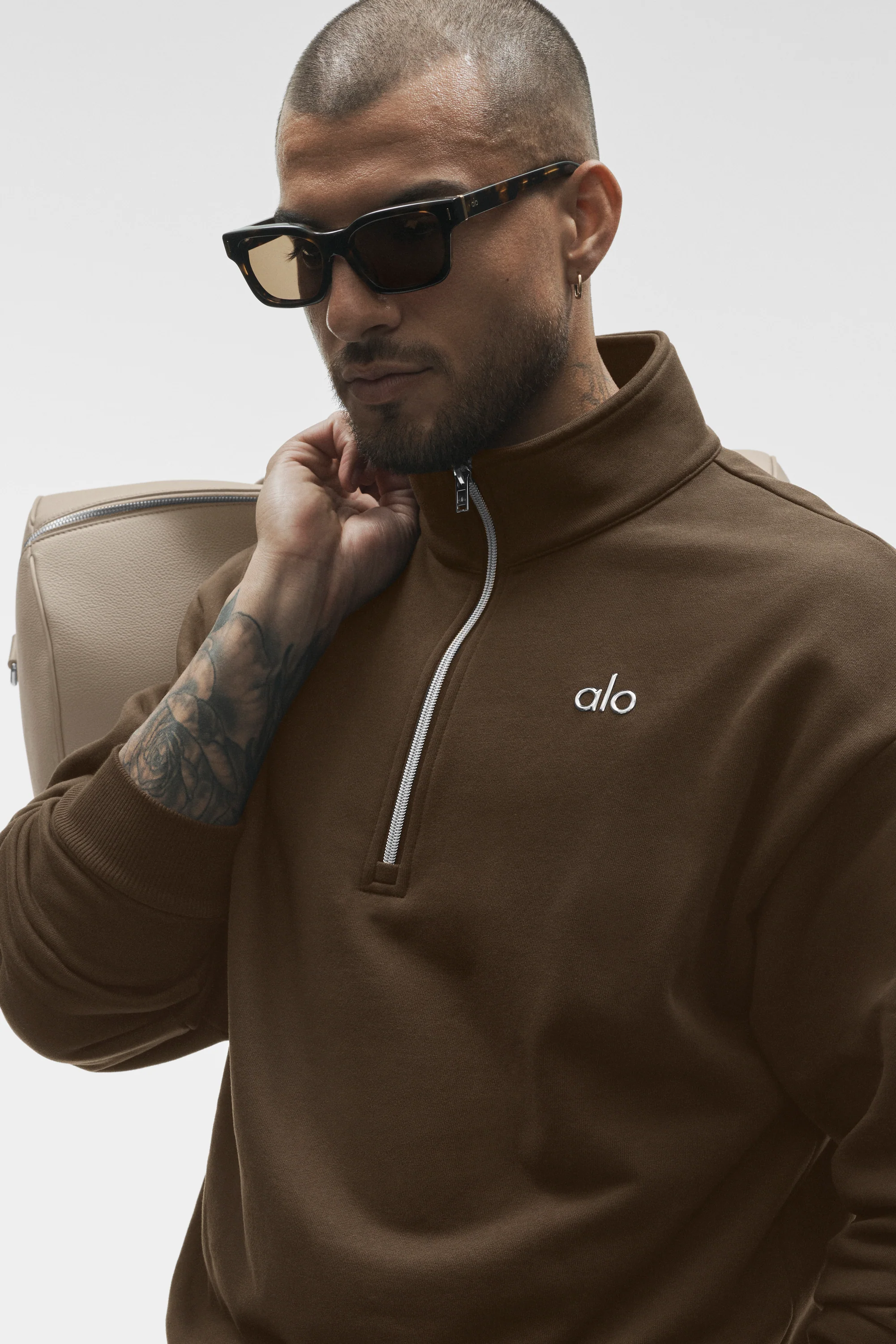 Accolade 1/4 Zip Pullover in Espresso with Stand-Up Collar