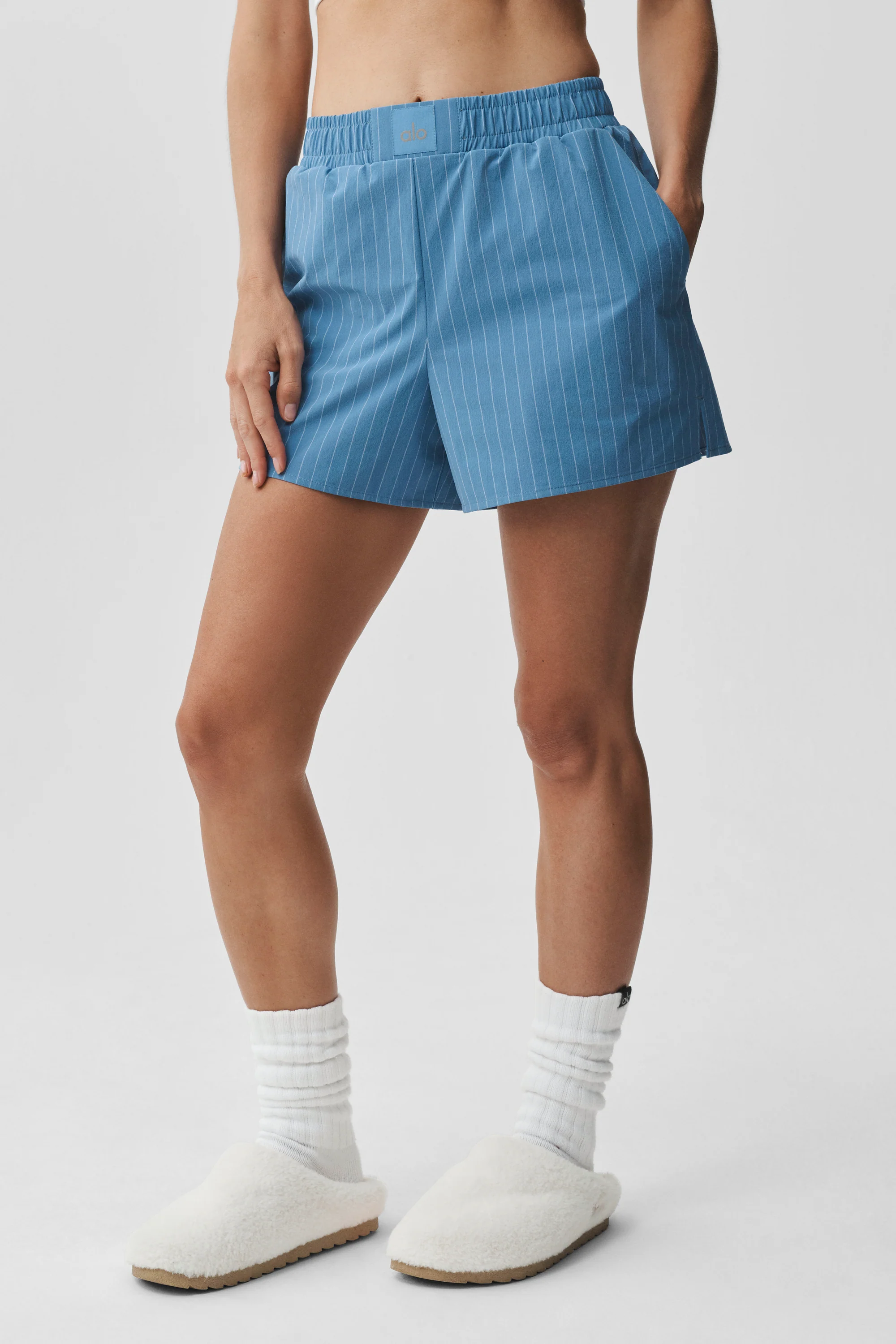 Pinstripe Daylight boxer-shorts i California Blue og hvid