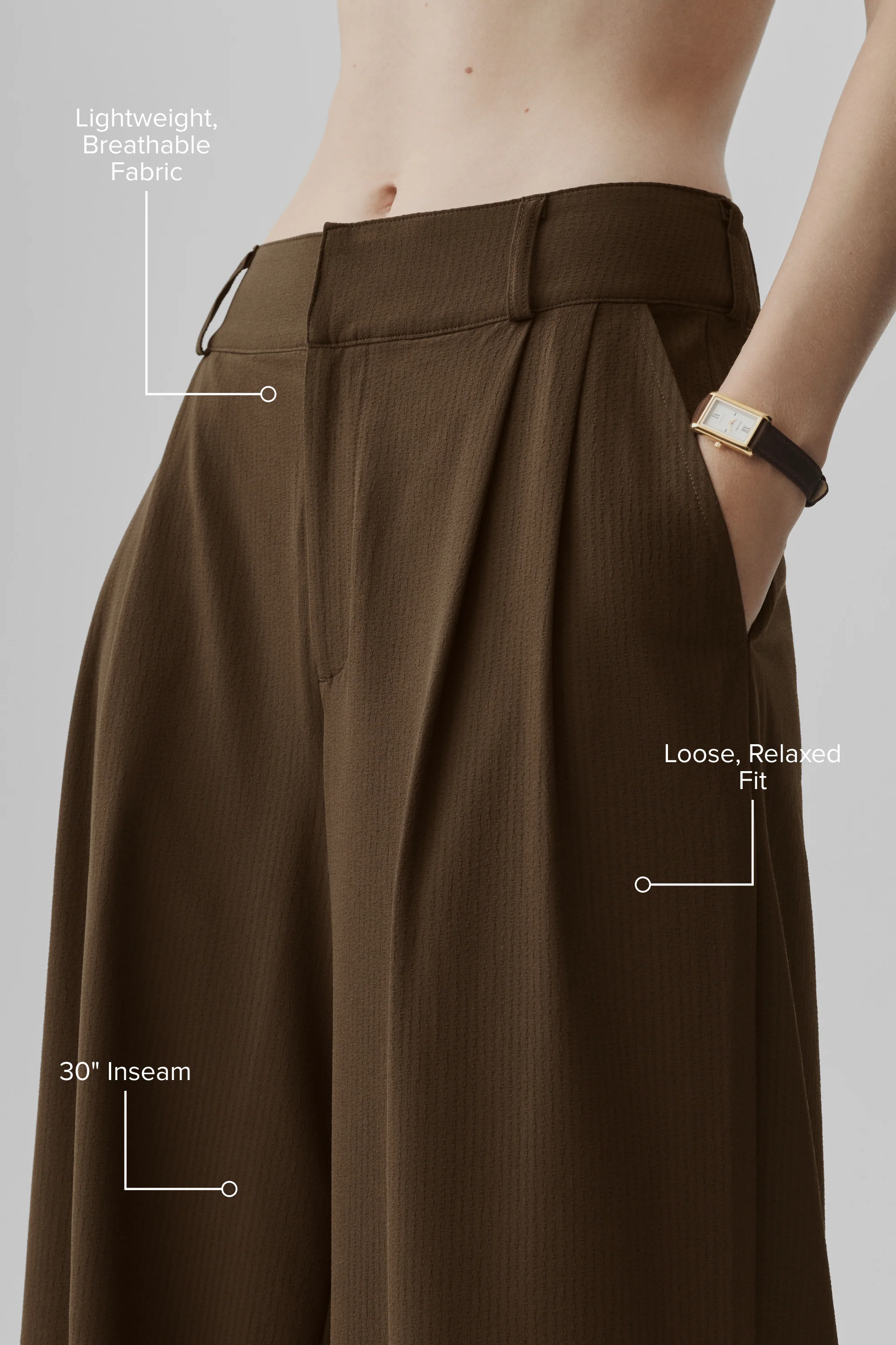 High-Waist Dreamscape Trouser Regular Fit in Espresso with 30-Inch Inseam