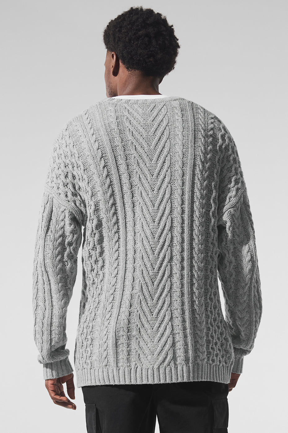 Cable Knit Crewneck Pullover in Athletic Heather Grey für Herren