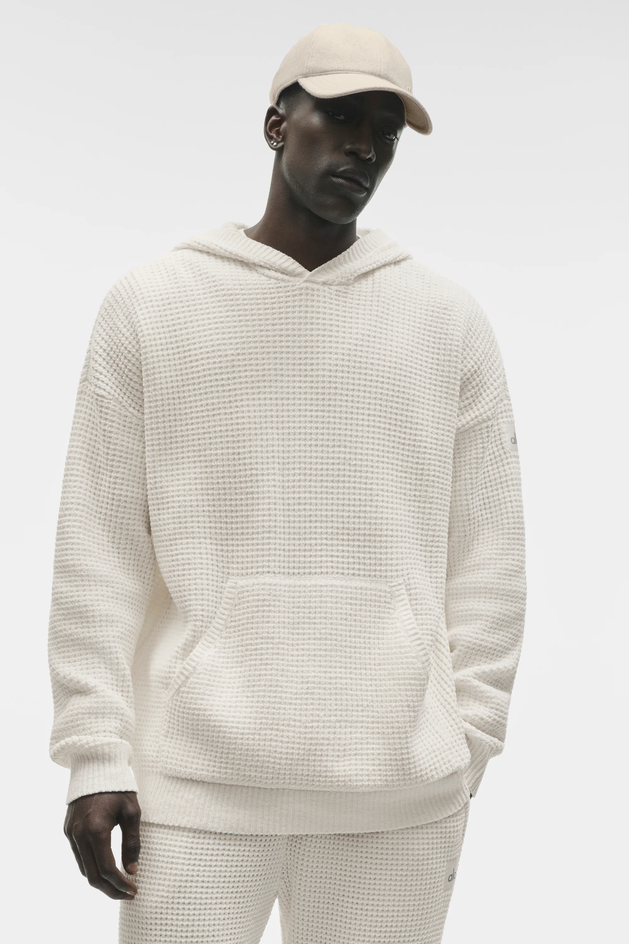 Waffle Chenille Edition Hoodie in Ivory with Relaxed Midweight Fit