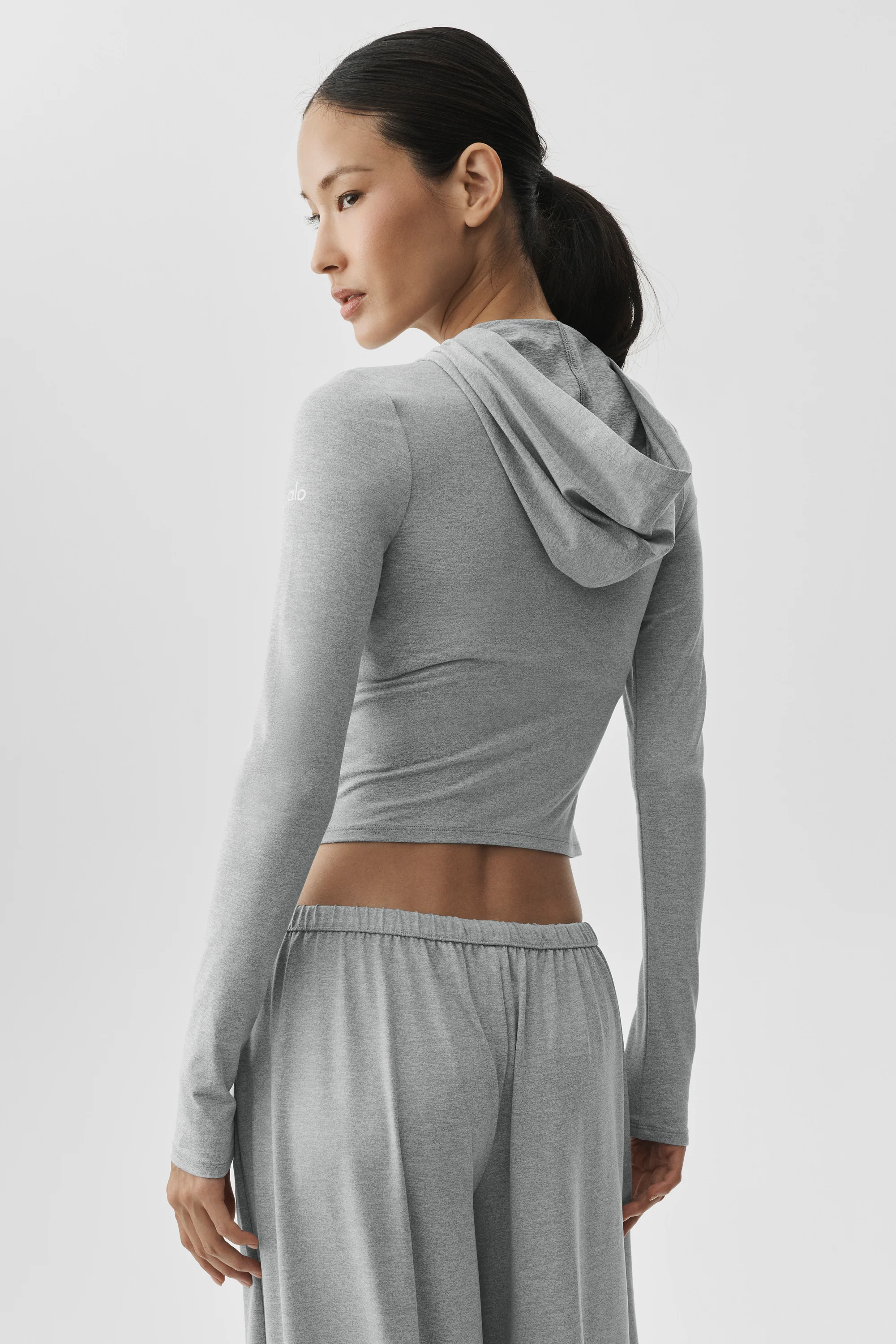 Alosoft Finesse Full Zip Fitted Hoodie in Vintage Athletic Heather