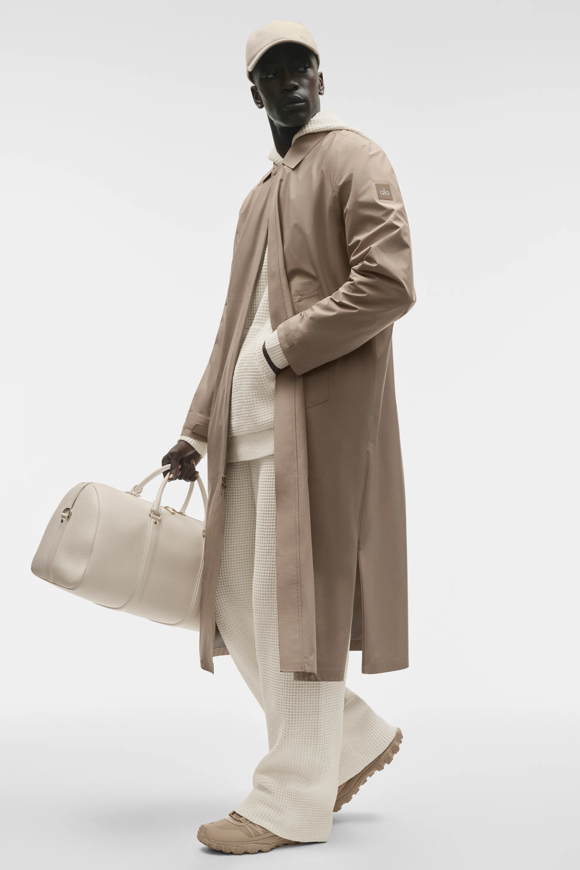 Alpha Shell Long Coat in Gravel mit wasserdichten Reißverschlüssen