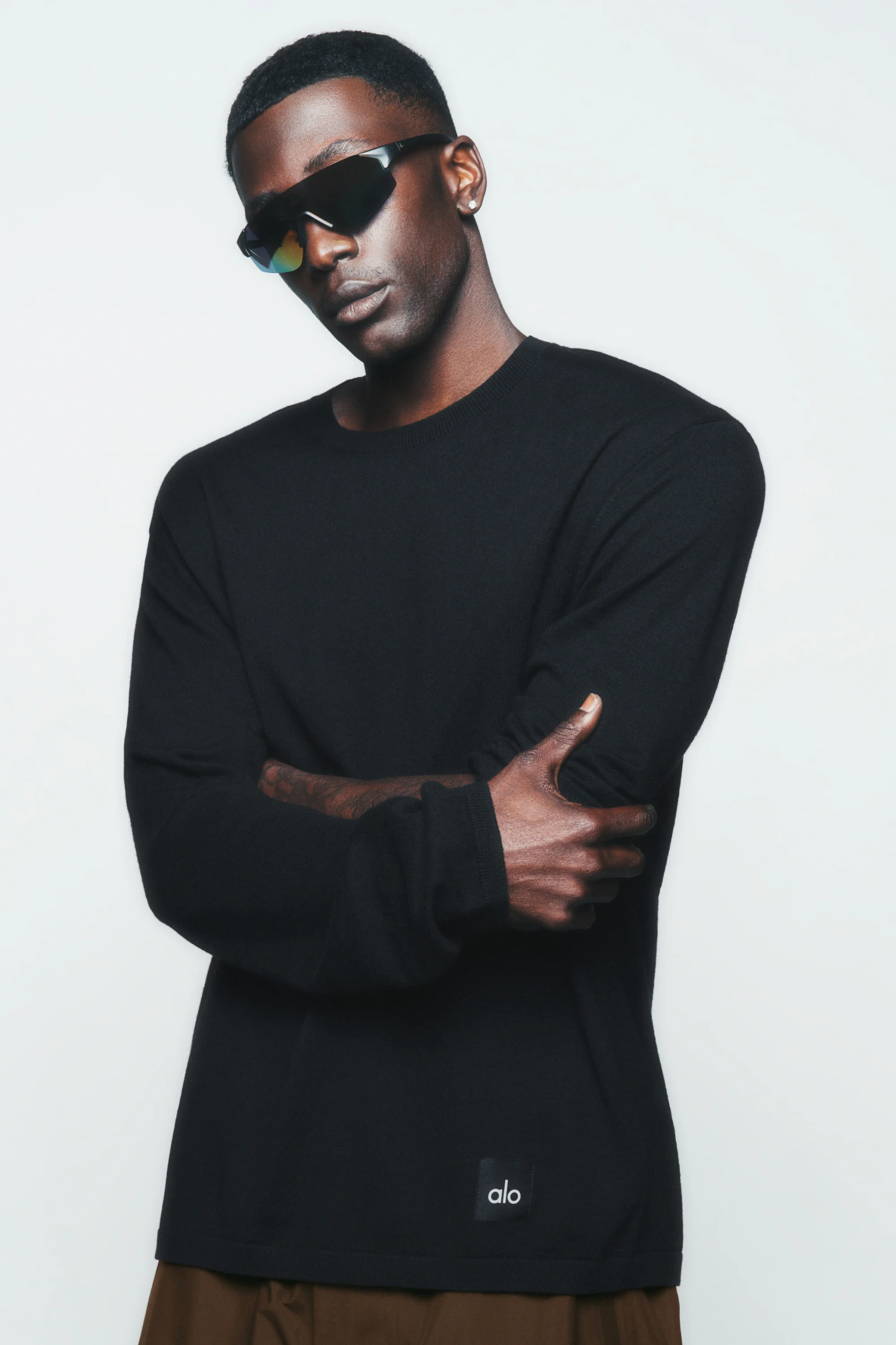 Ever Soft Cotton Cashmere Long Sleeve Crew in Black