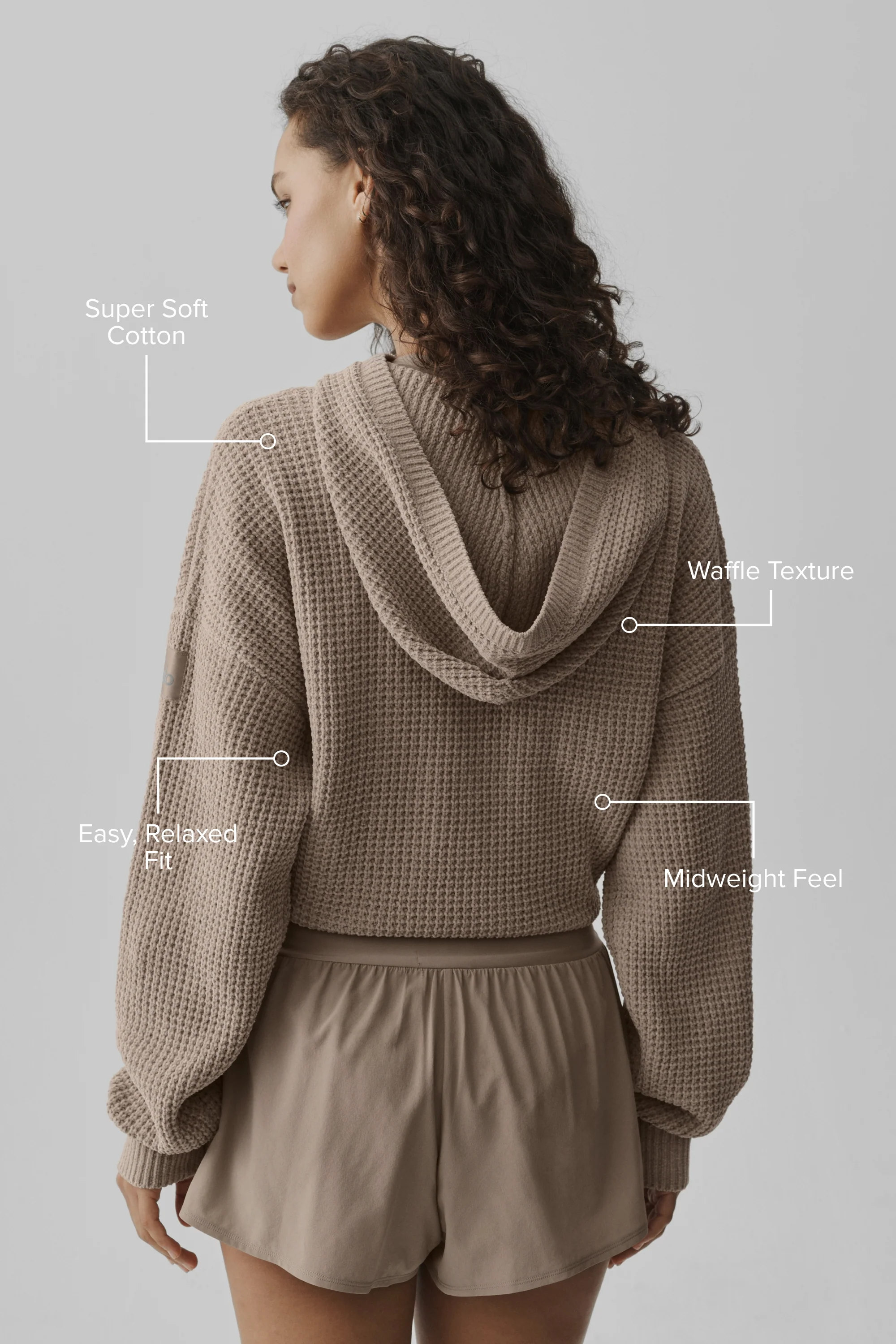 Gravel Waffle Chenille Edition Hoodie for Women, Relaxed Fit