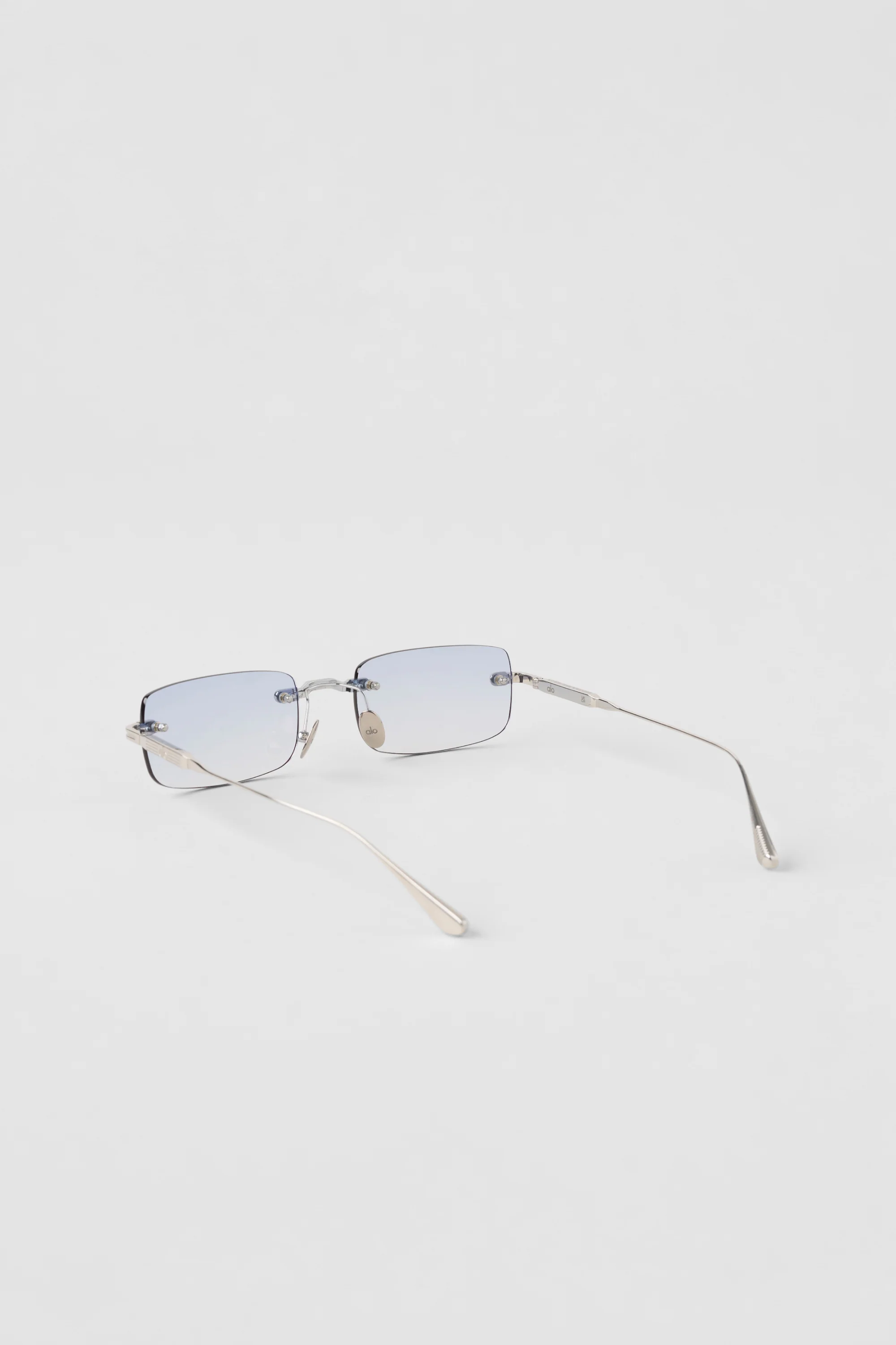 ALO Wire Frame Sunglasses in Chrome Titanium with Blue Gradient Lenses